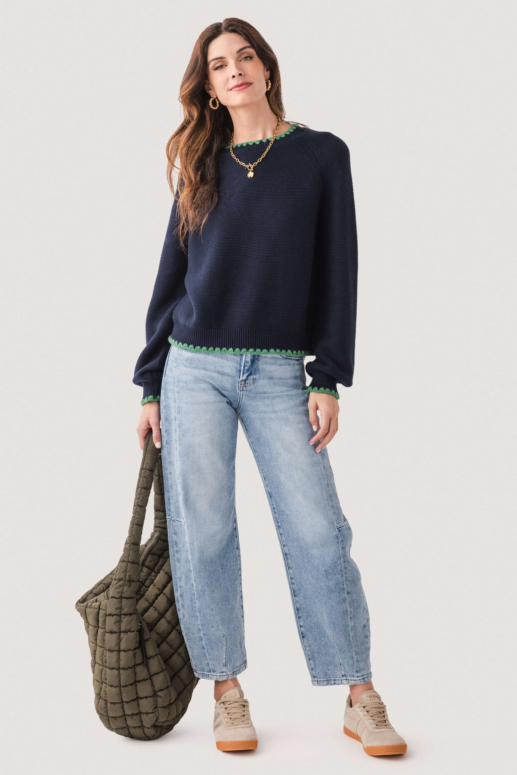 &Merci Contrast Scallop Detail Sweater