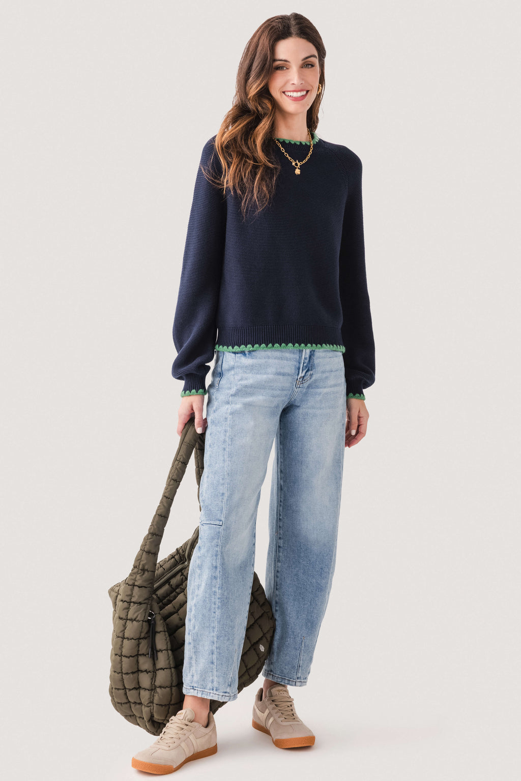 &Merci Contrast Scallop Detail Sweater