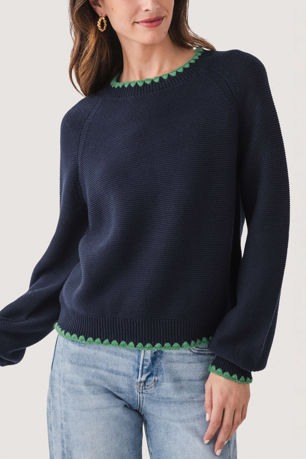 &Merci Contrast Scallop Detail Sweater
