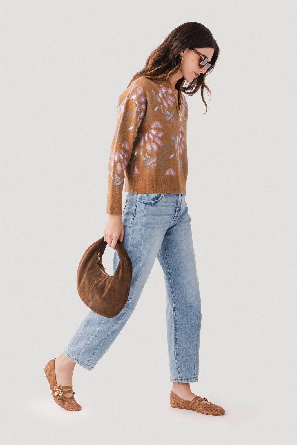 Current Air Pattern Jacquard Half Zip Up Sweater