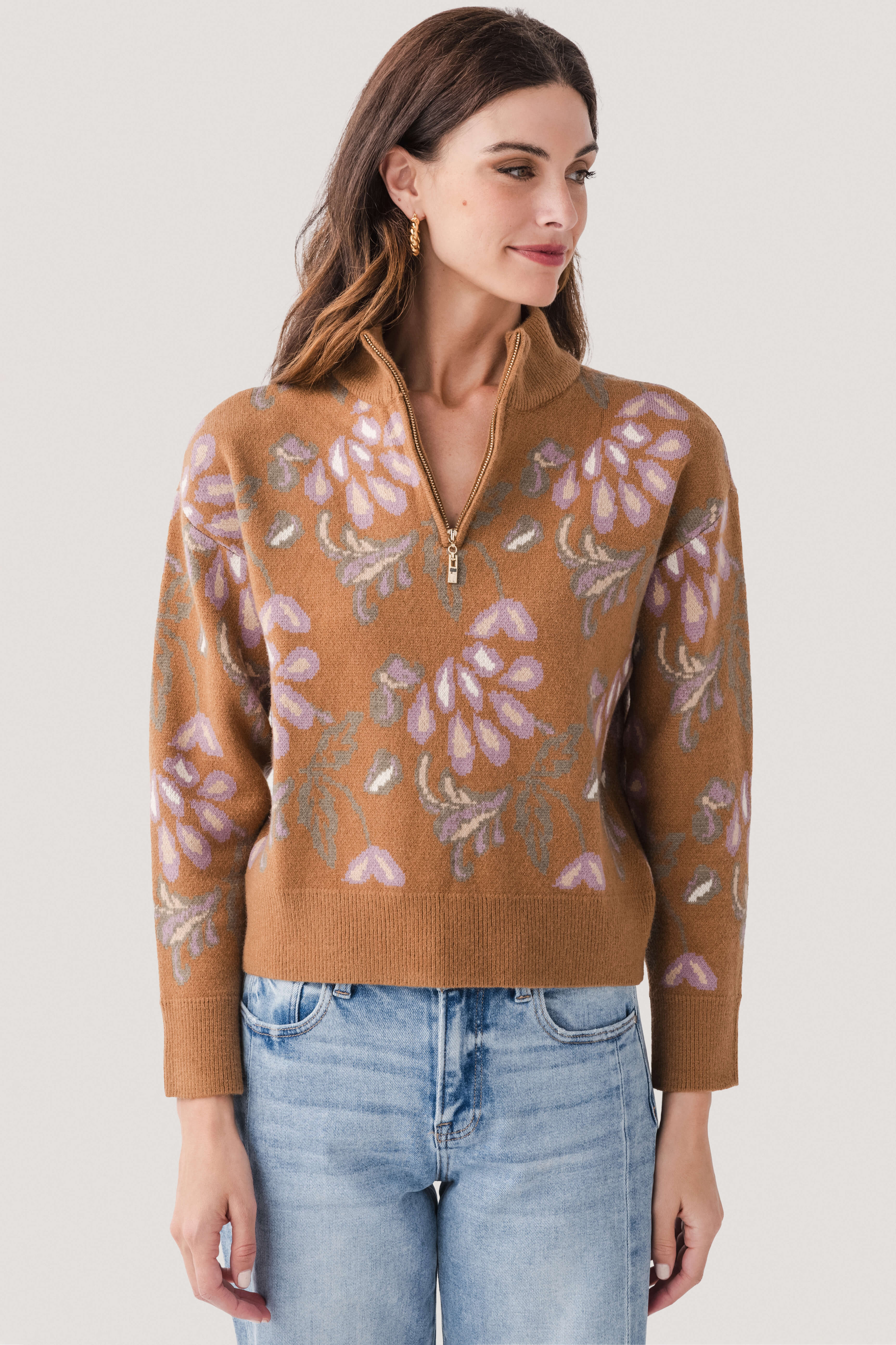 apar　TODAYFUL Carys Denim23 brown On 34th Cardigan Sweater Womens Plus Size 3X Camel Tan Long