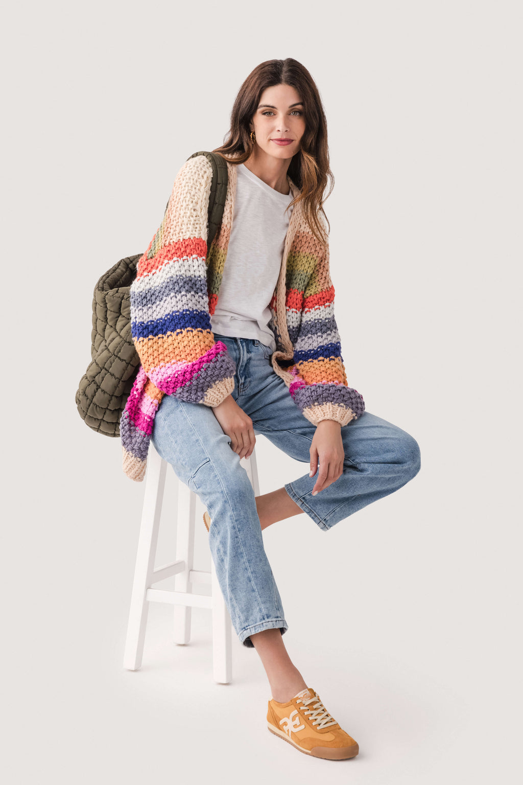 Listicle Rainbow Crochet Cardigan