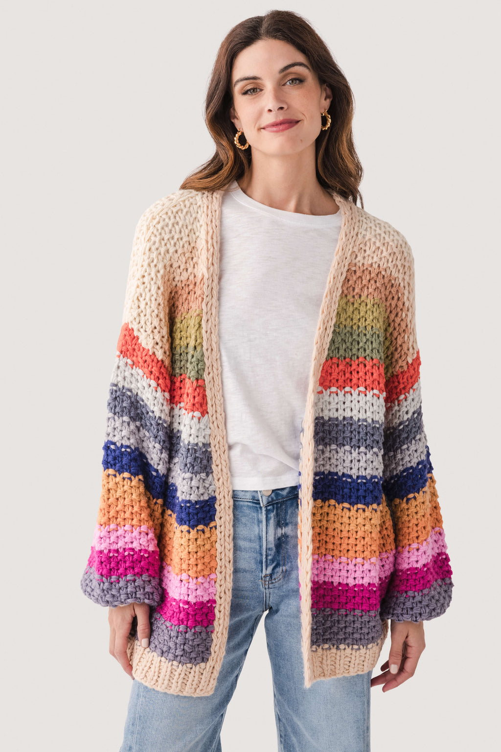 Listicle Rainbow Crochet Cardigan