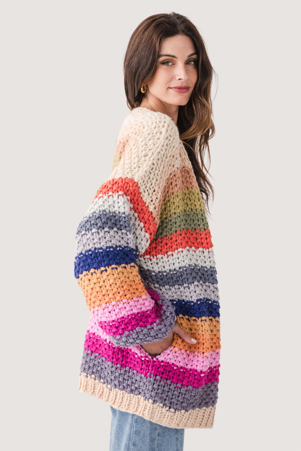 Listicle Rainbow Crochet Cardigan