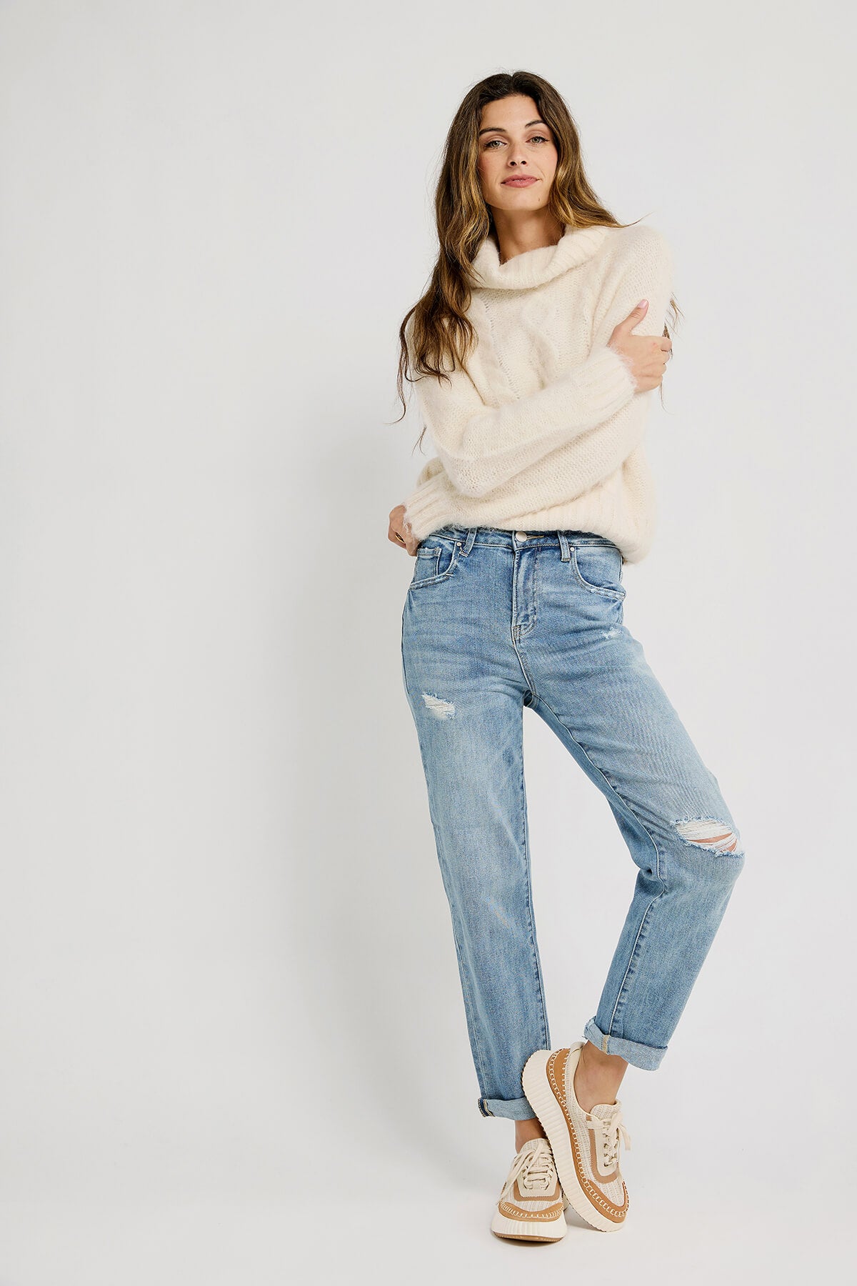 Molly Bracken Cable Turtleneck Sweater