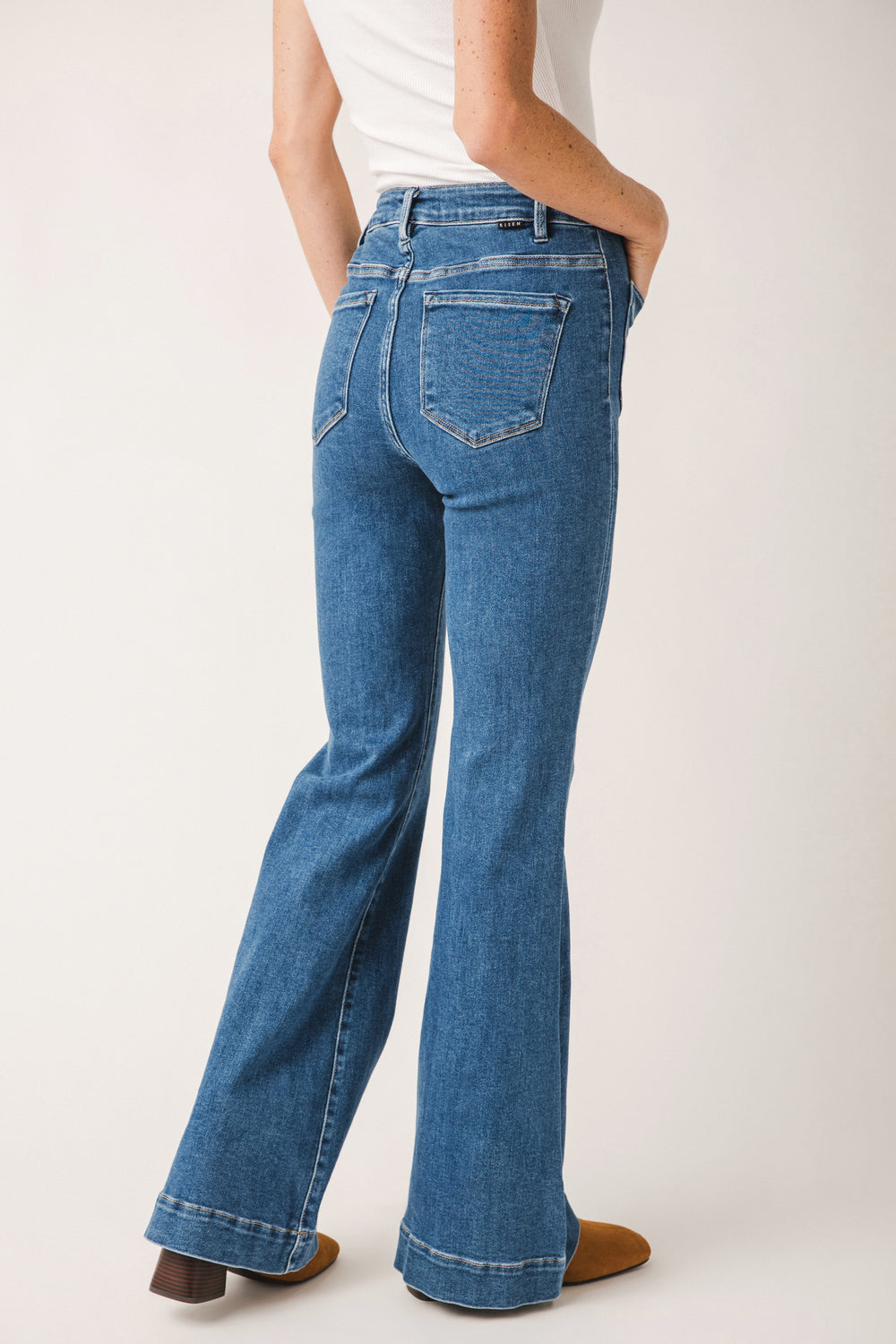 RISEN Slouchy Cropped Baggy Jeans with Front Patch Pocket