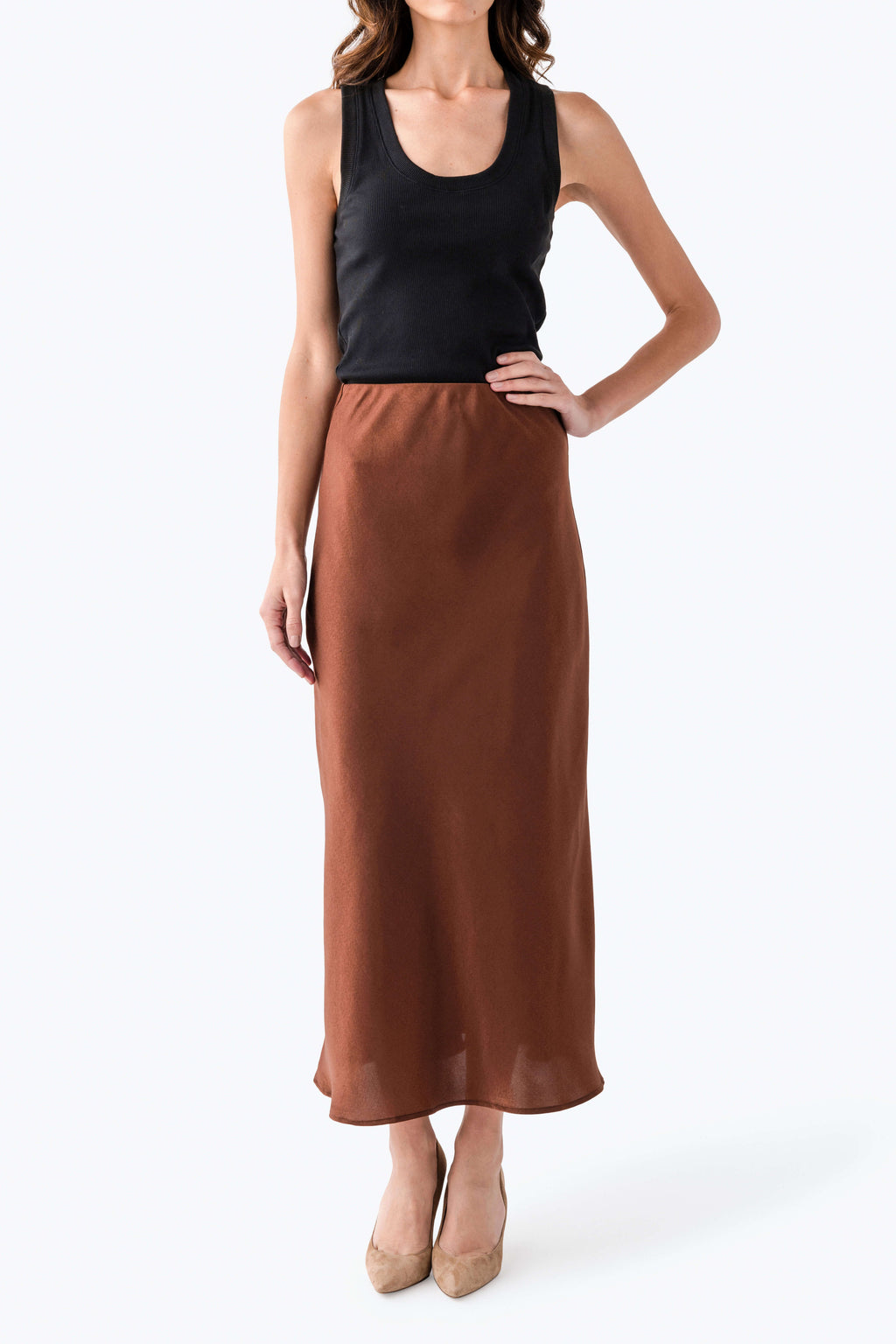 Seraphine Row Satin Maxi Skirt