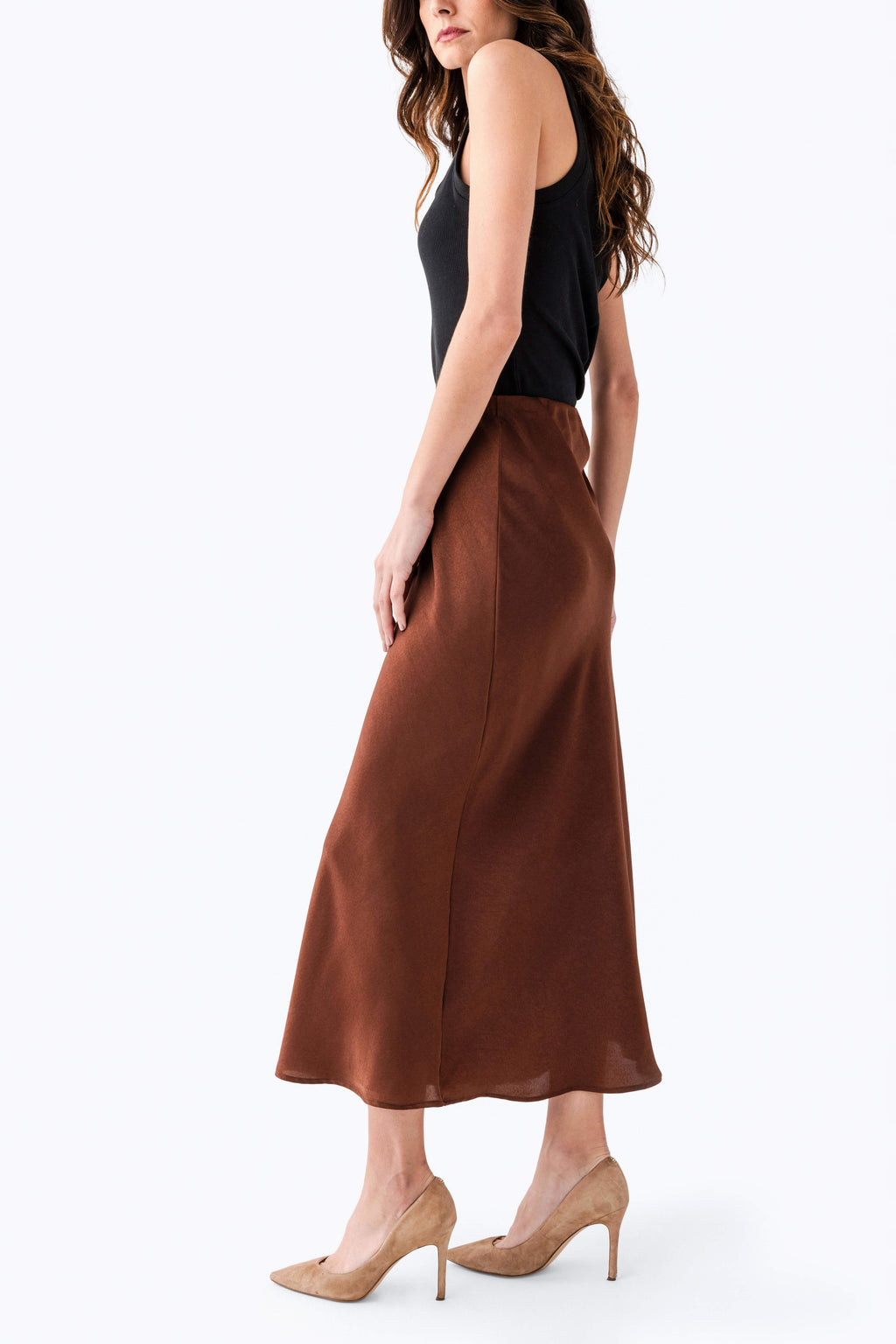 Seraphine Row Satin Maxi Skirt