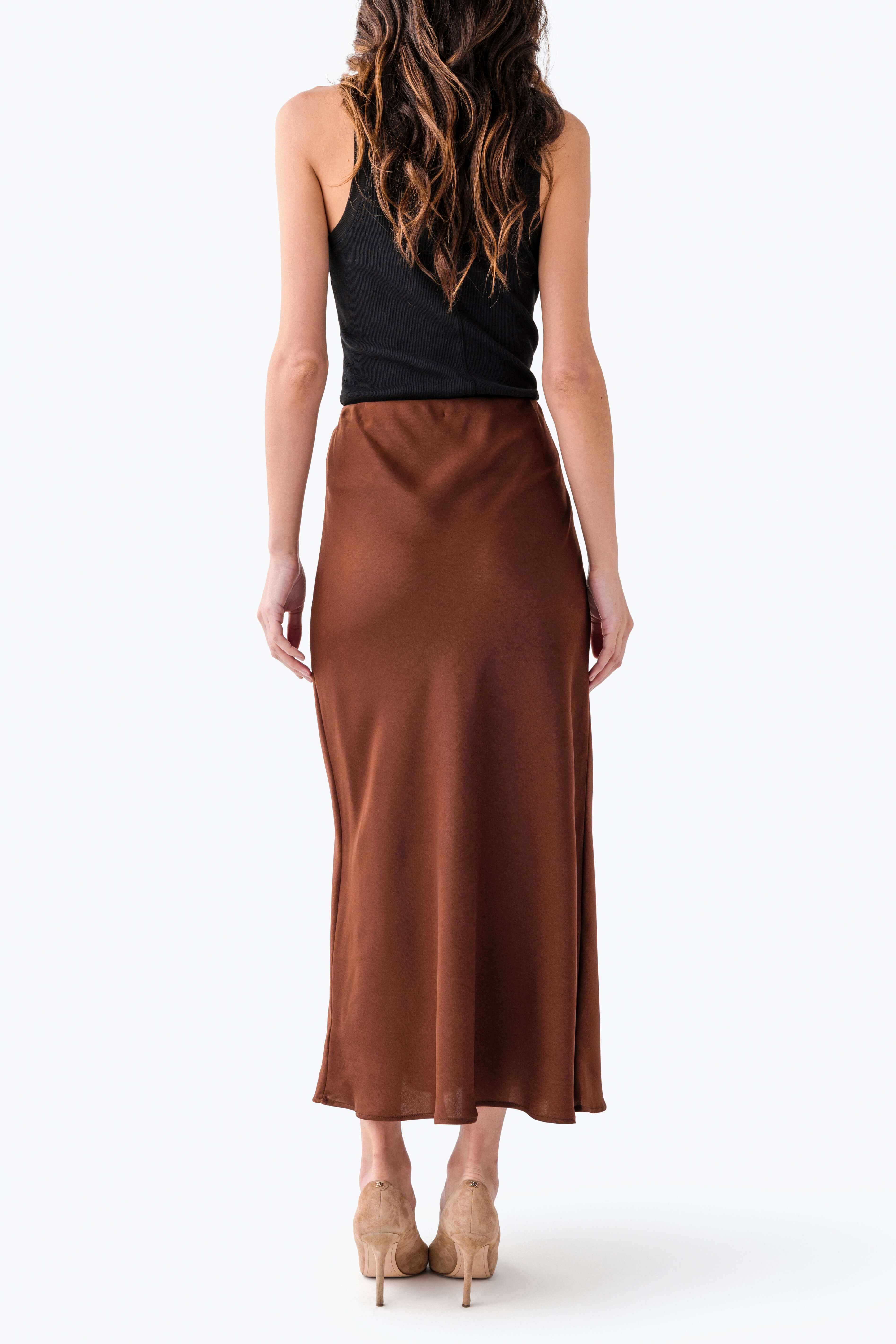 Seraphine Row Satin Maxi Skirt