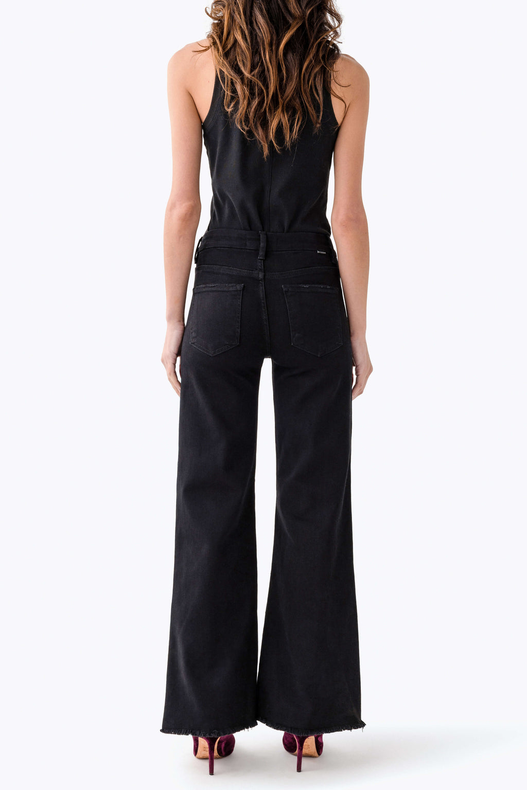 Risen Elliot High Rise Raw Hem Wideleg Jeans