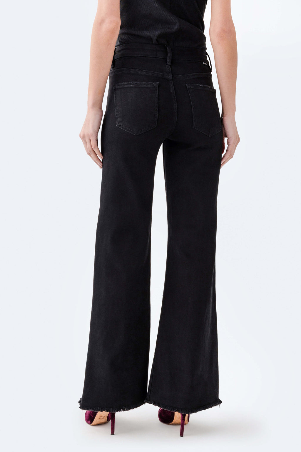 Risen Elliot High Rise Raw Hem Wideleg Jeans