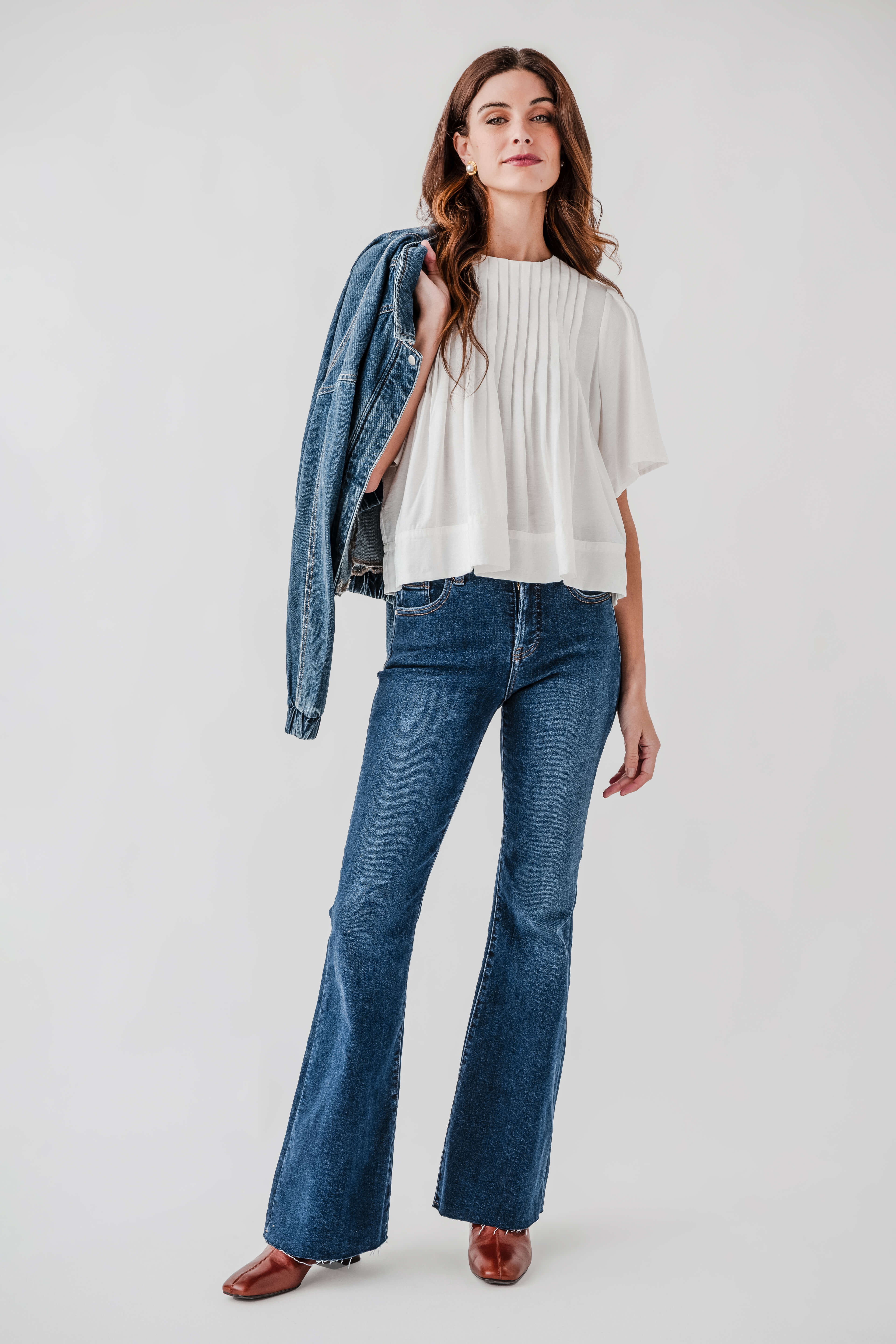 Seraphine Row Pintuck Detail Short Sleeve Top