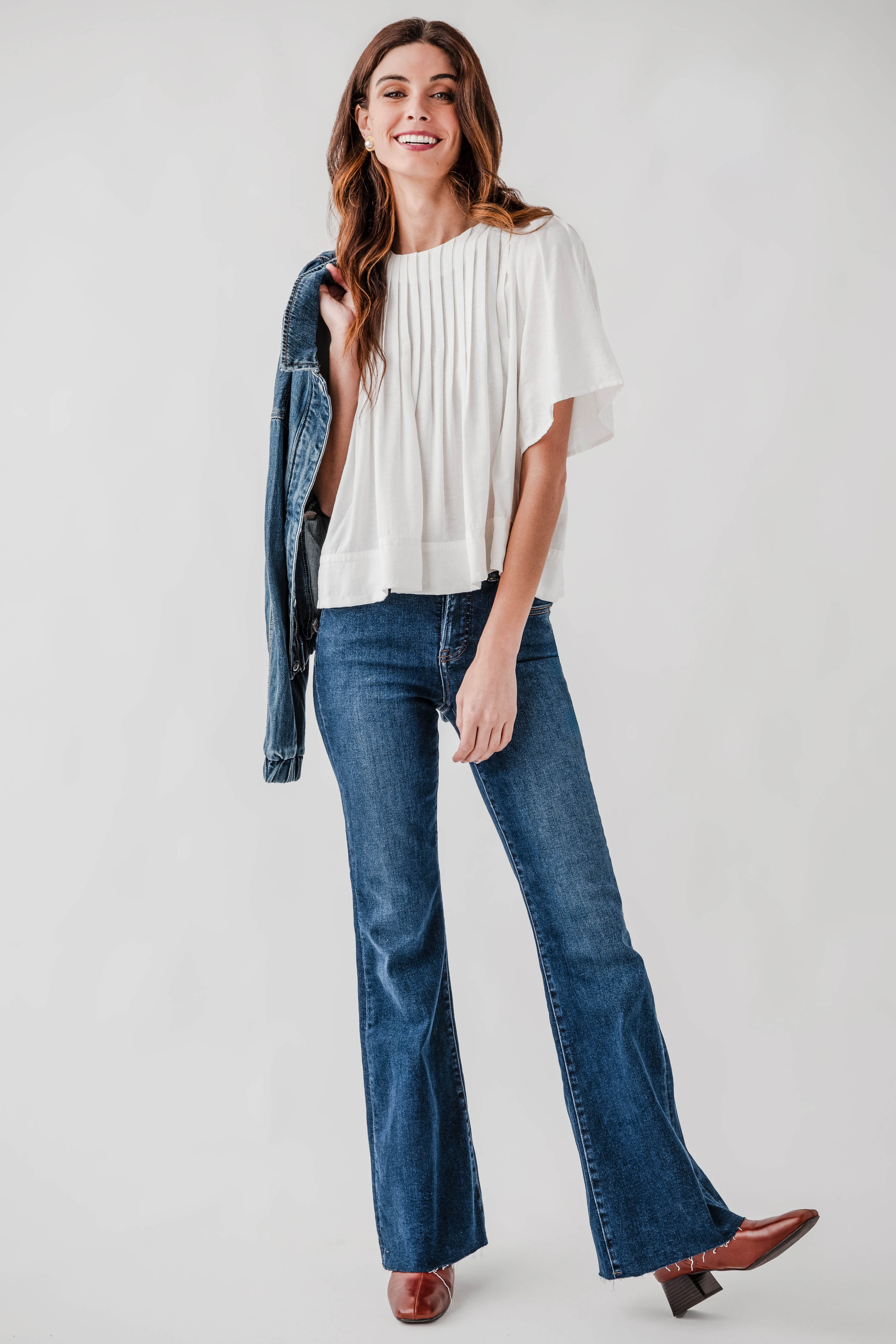 Seraphine Row Pintuck Detail Short Sleeve Top