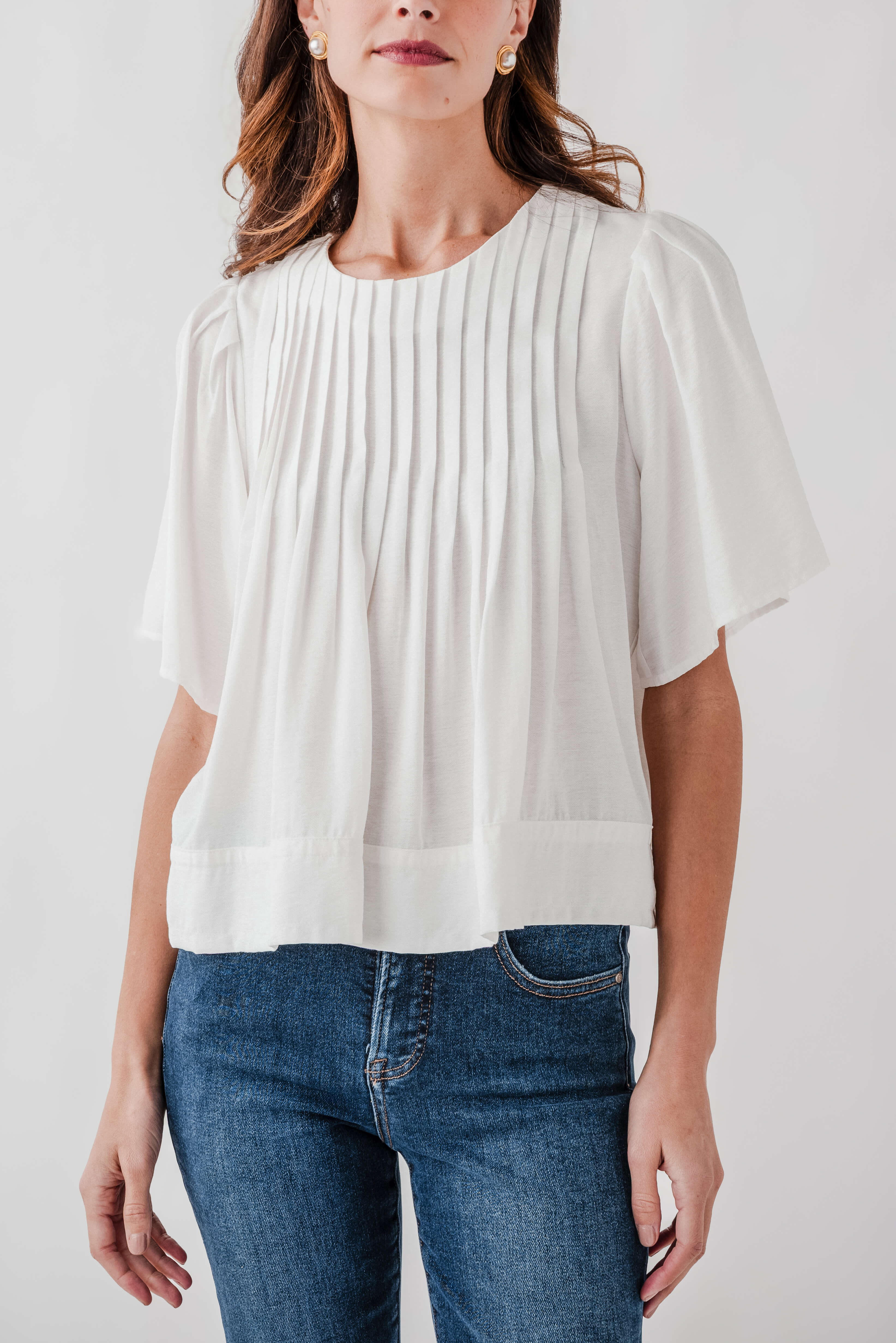 Seraphine Row Pintuck Detail Short Sleeve Top