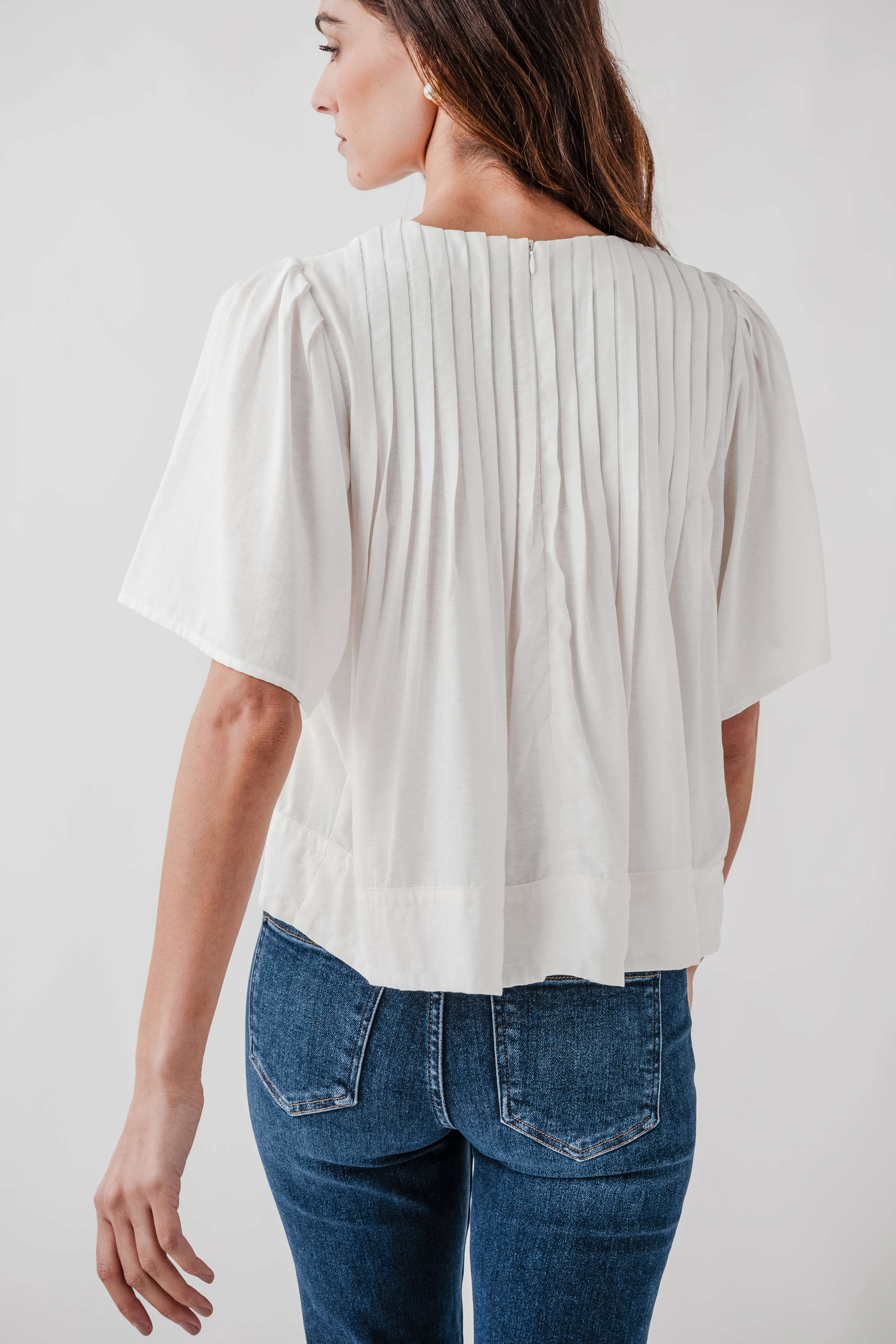 Seraphine Row Pintuck Detail Short Sleeve Top