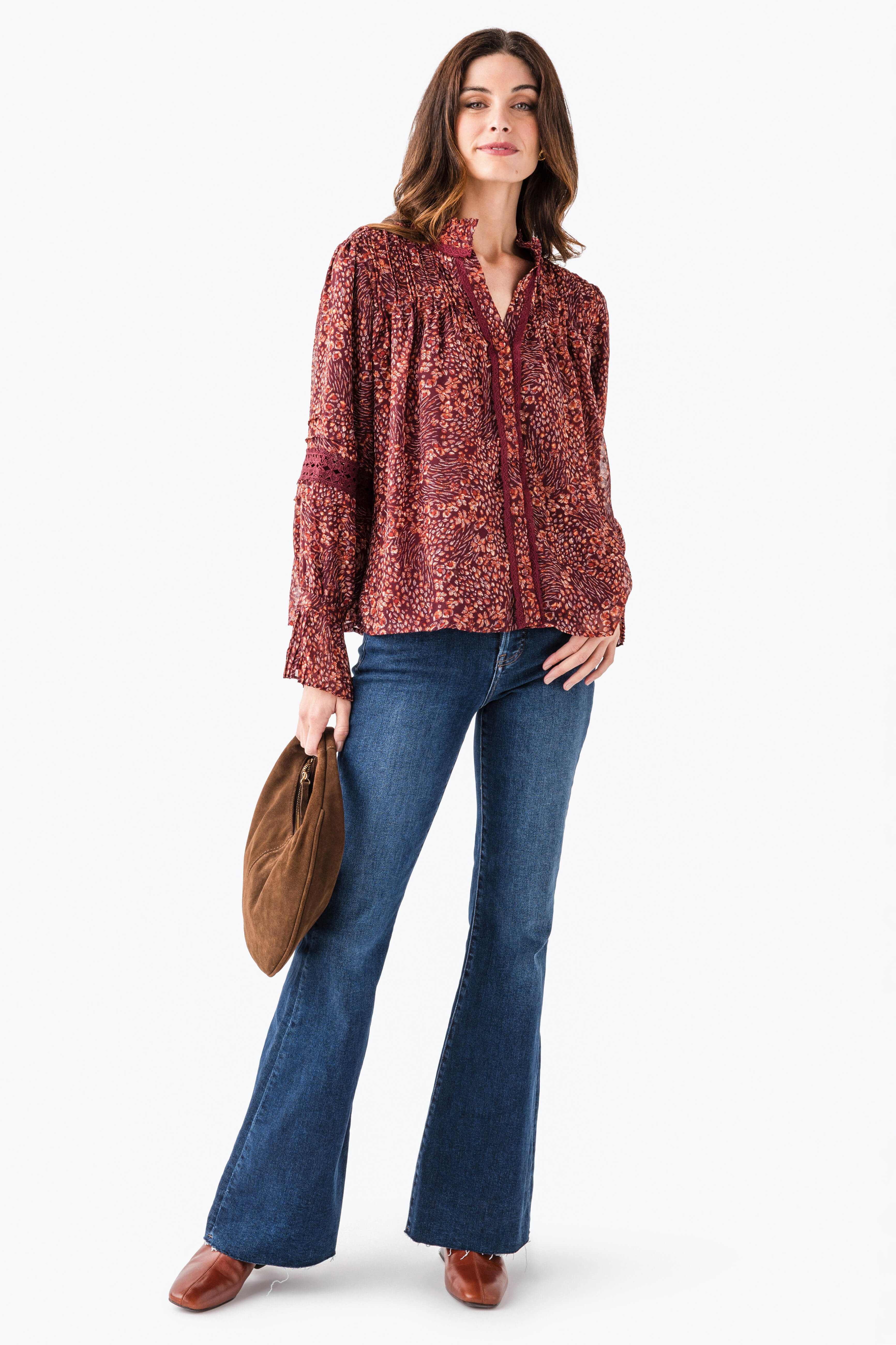 Fate Floral Print Lace Trimmed Top