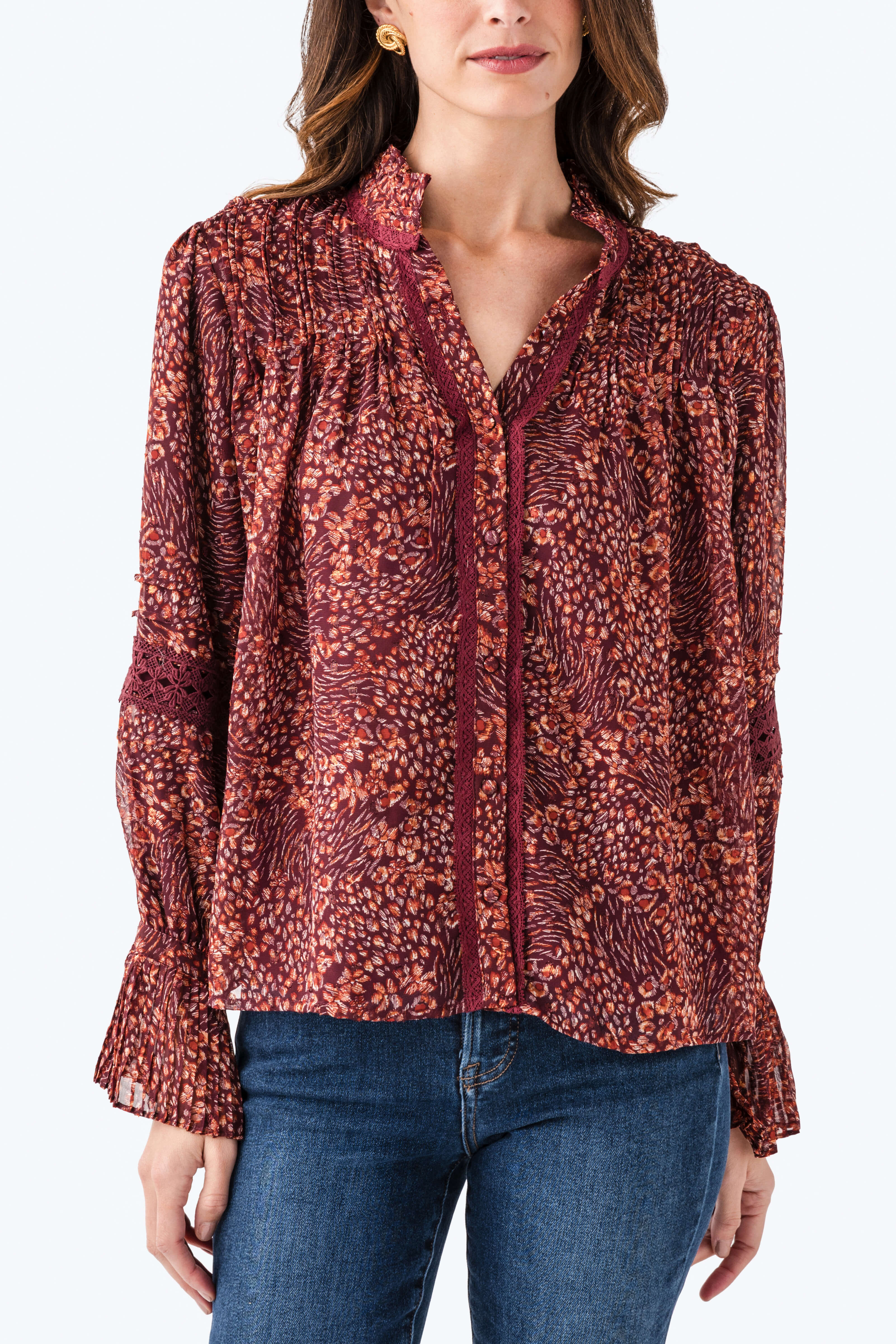 Fate Floral Print Lace Trimmed Top