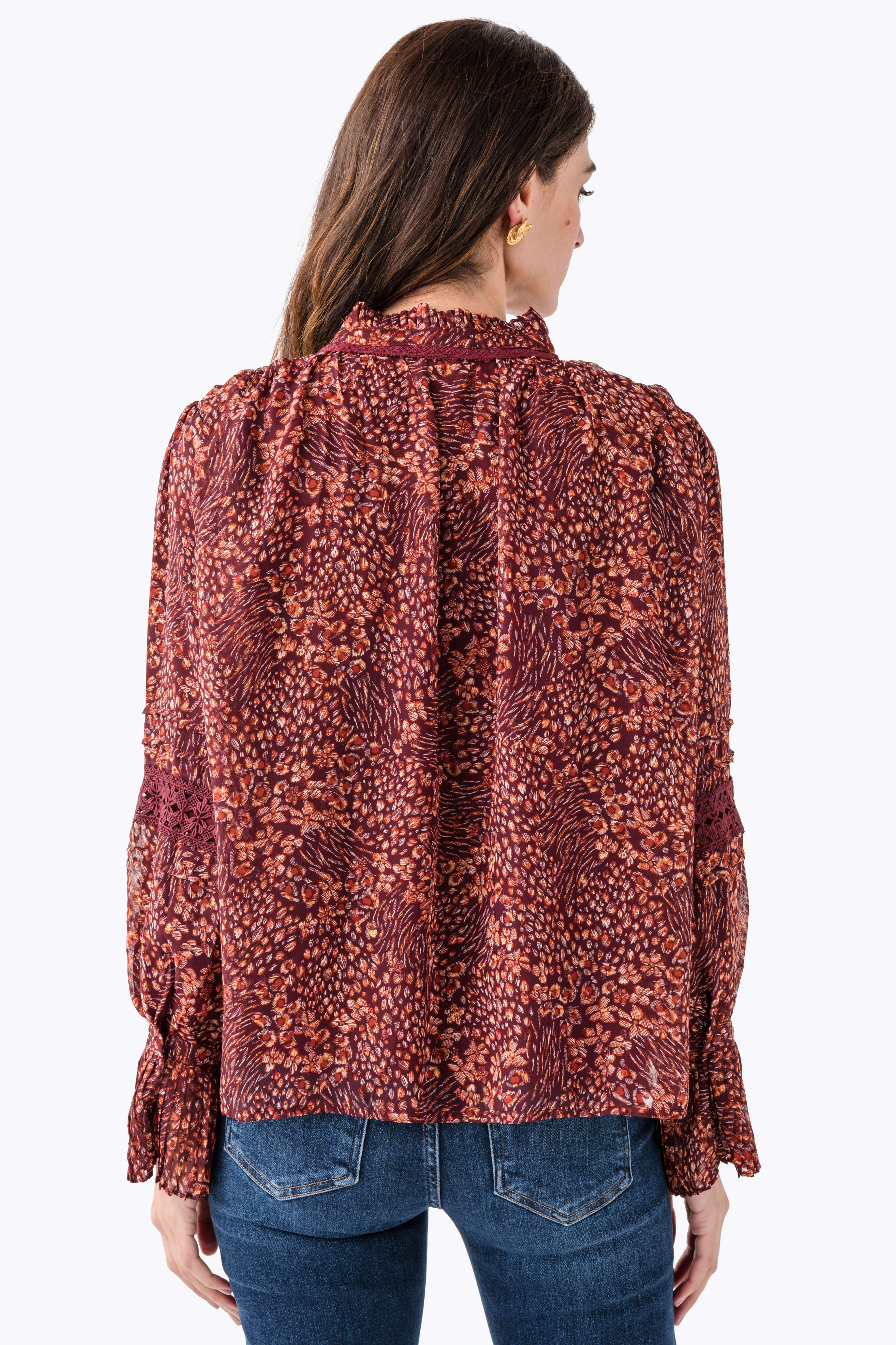 Fate Floral Print Lace Trimmed Top