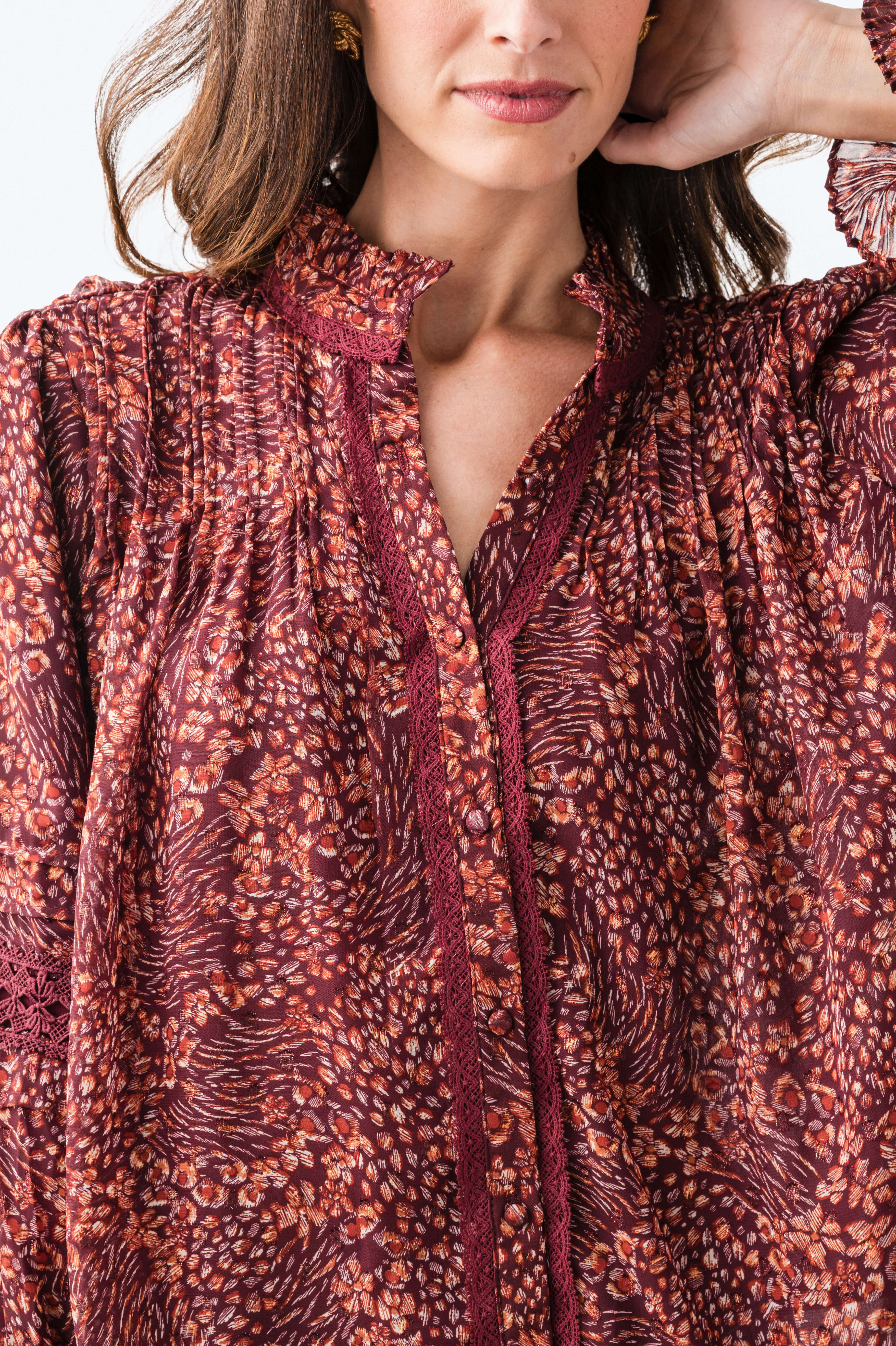 Fate Floral Print Lace Trimmed Top