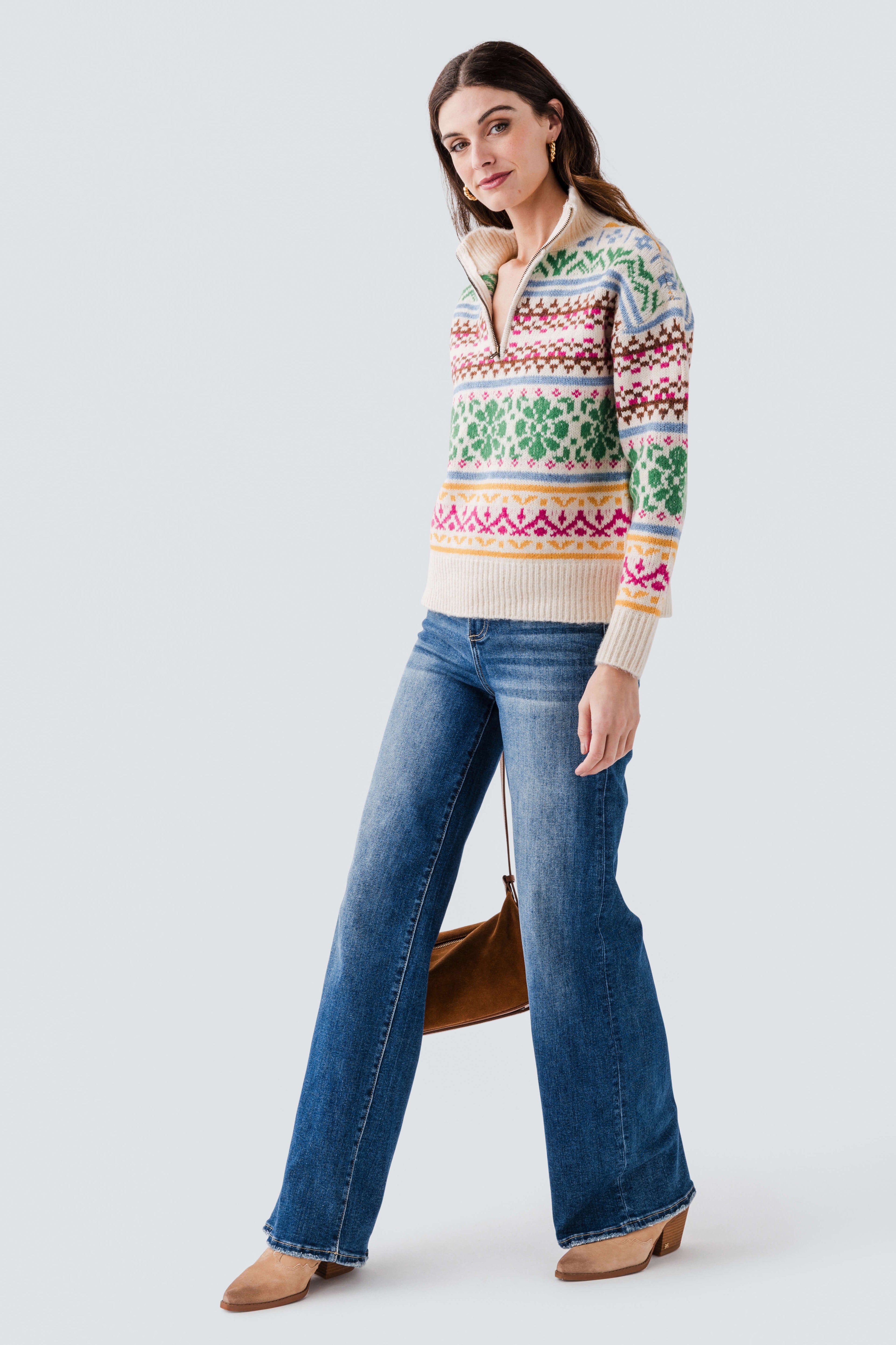 RD Style Urania Long Sleeve Troyer Neck Pullover