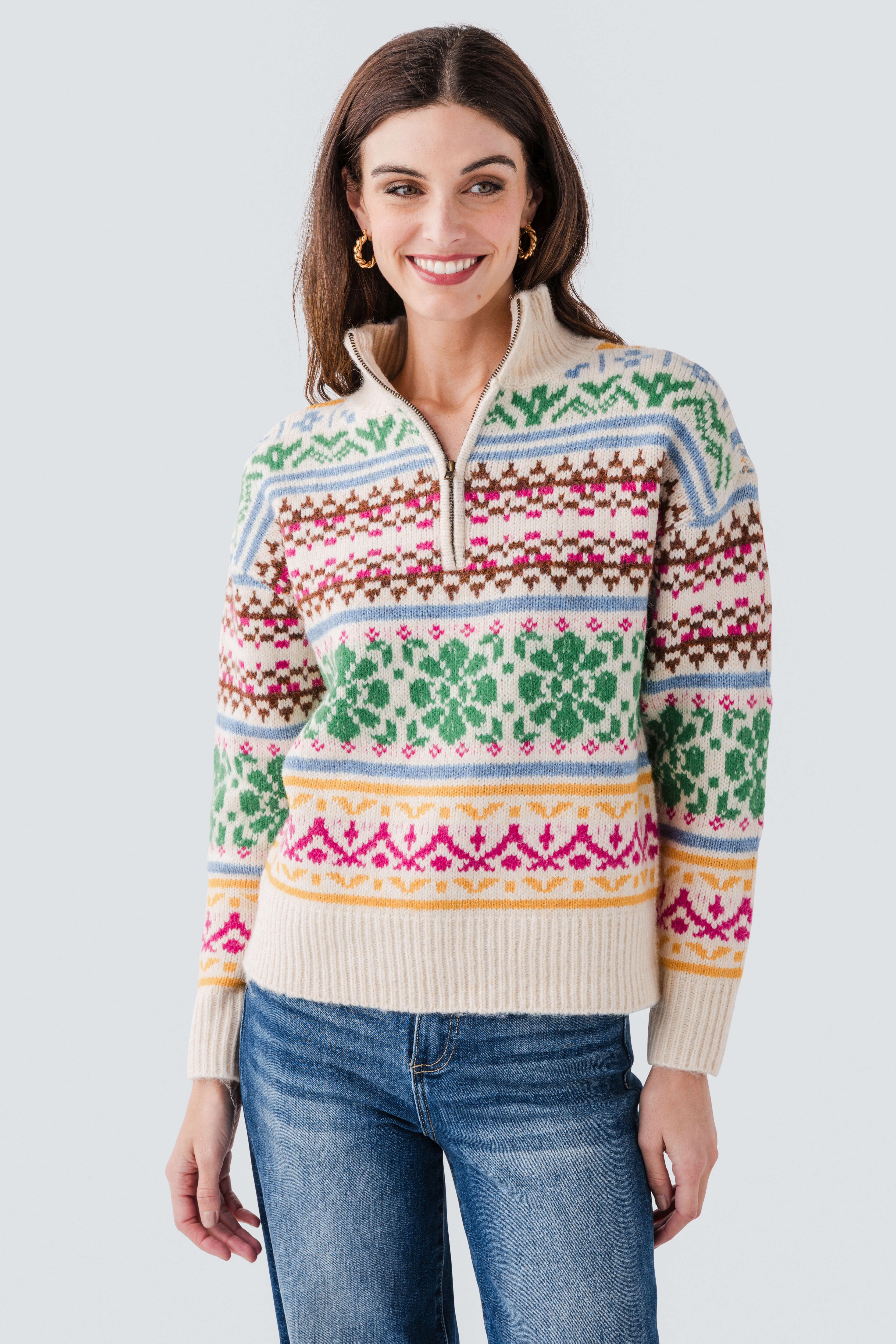 RD Style Urania Long Sleeve Troyer Neck Pullover