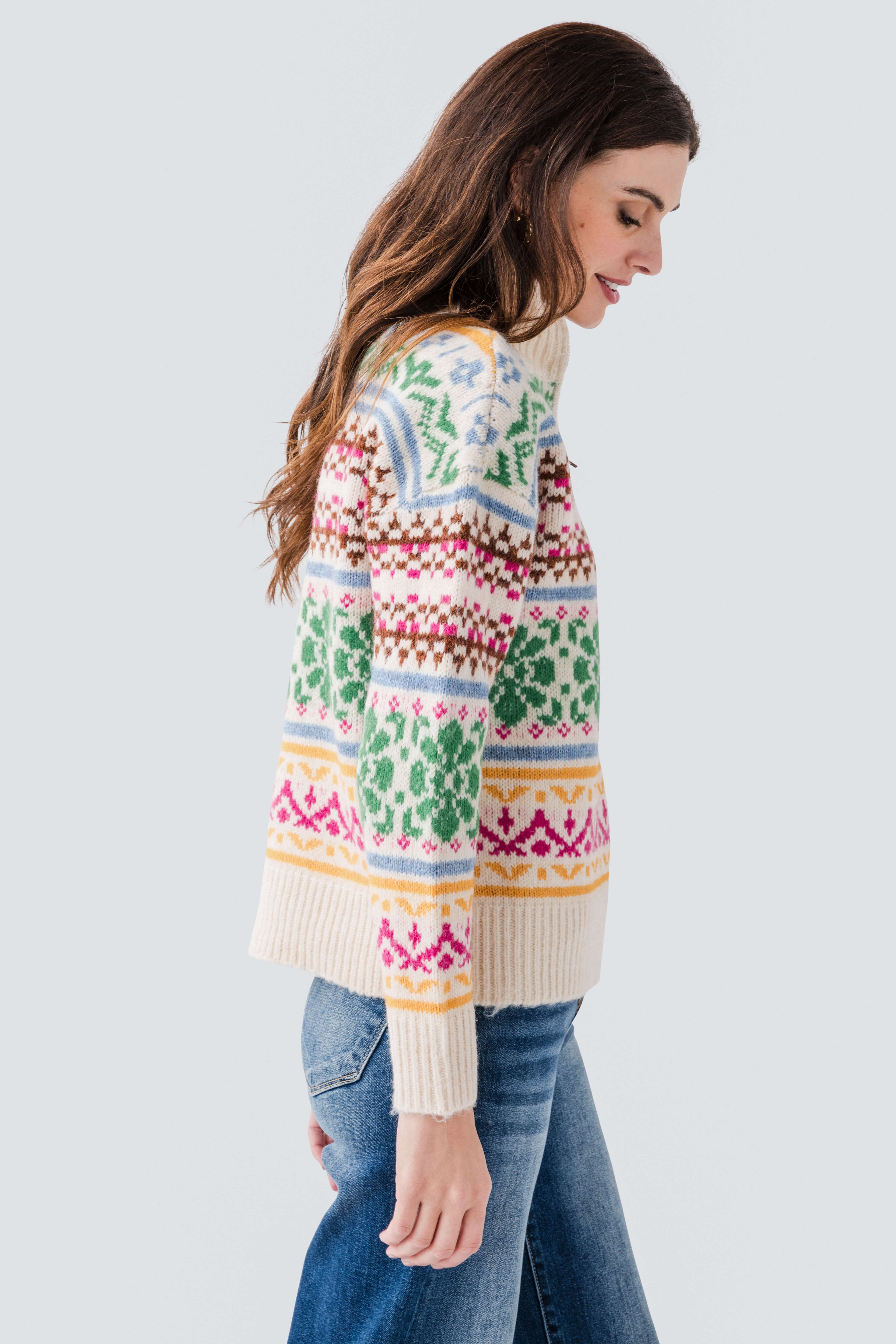 RD Style Urania Long Sleeve Troyer Neck Pullover