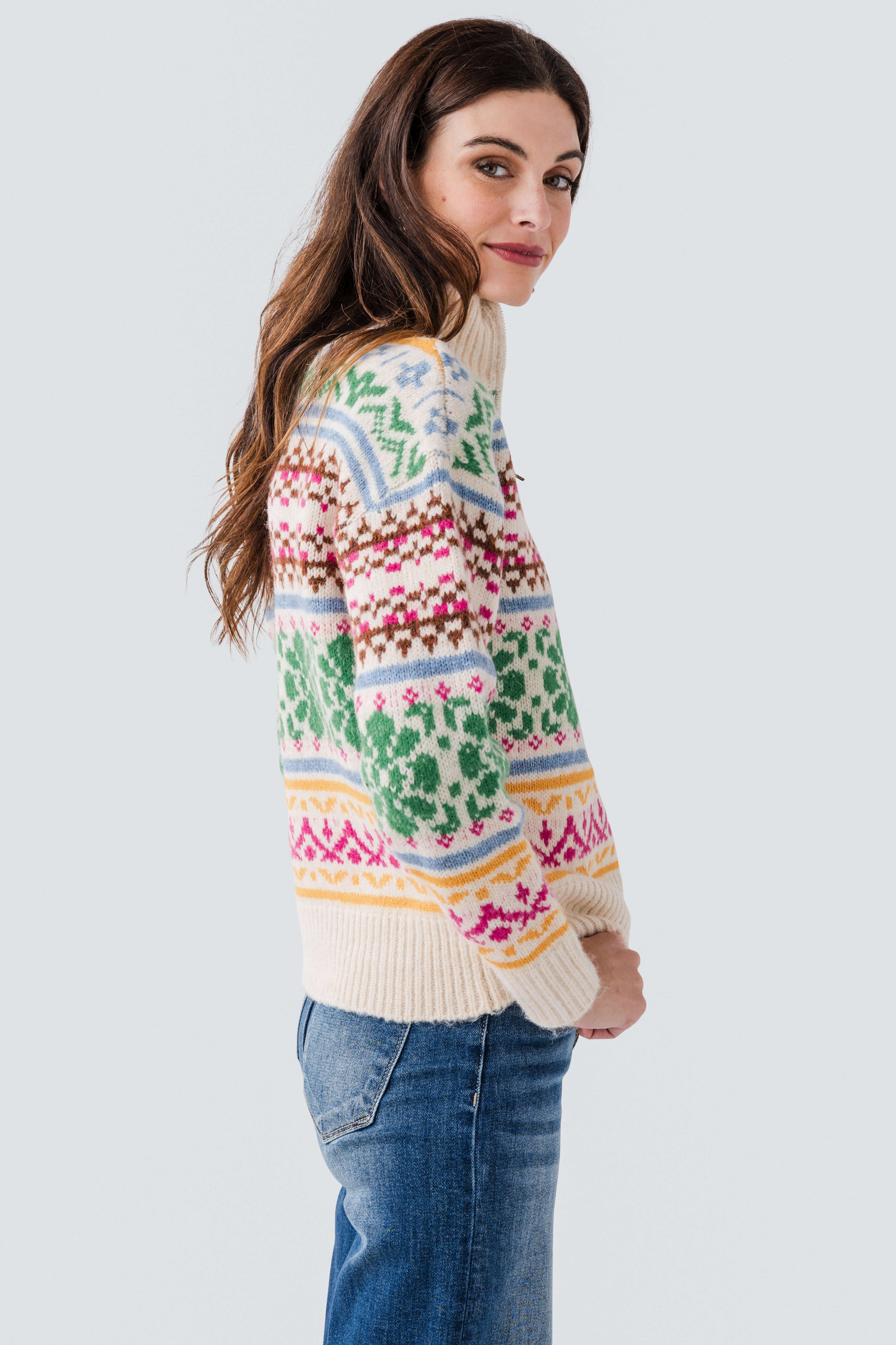 RD Style Urania Long Sleeve Troyer Neck Pullover