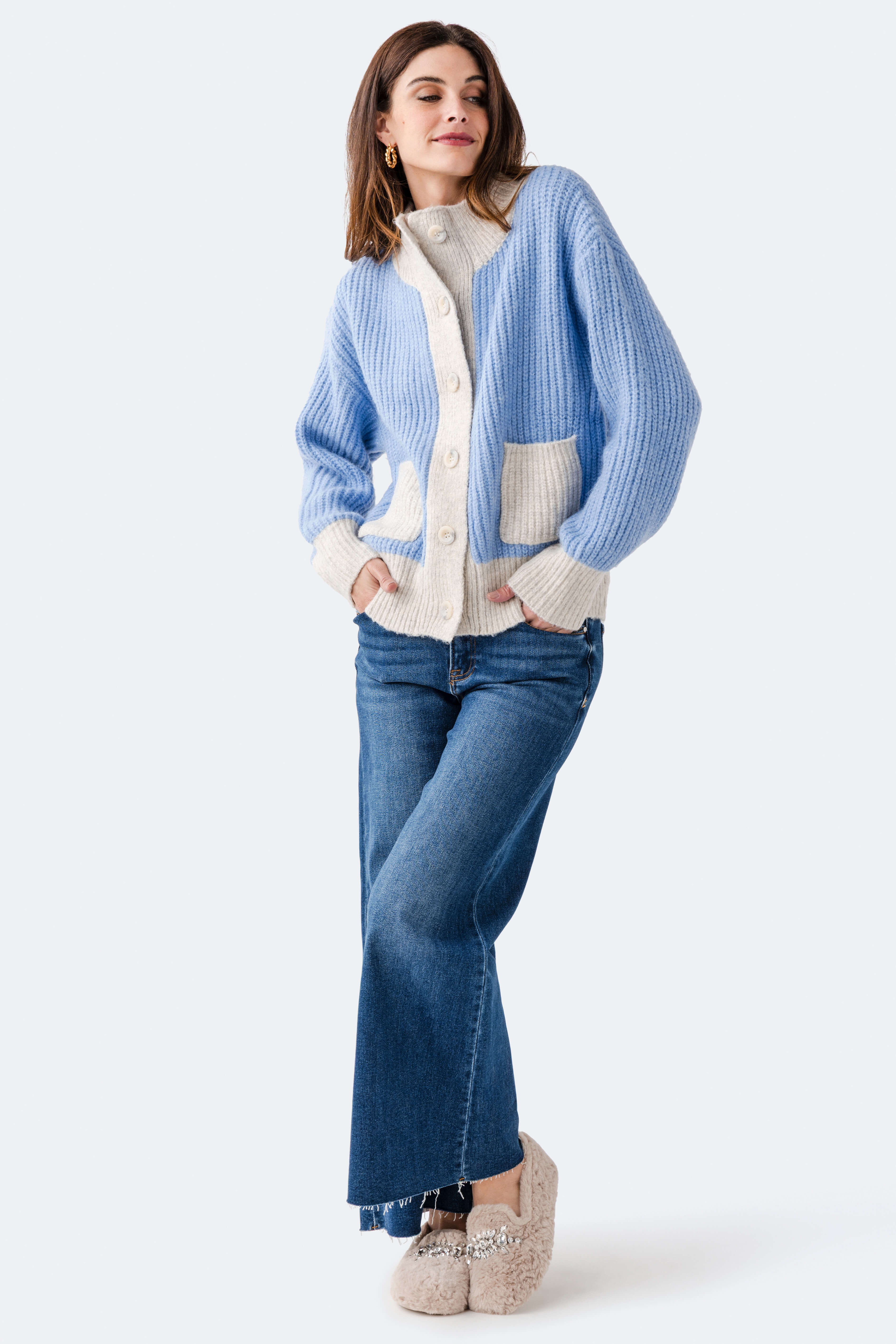 FRNCH Chenille Pocket Cardigan