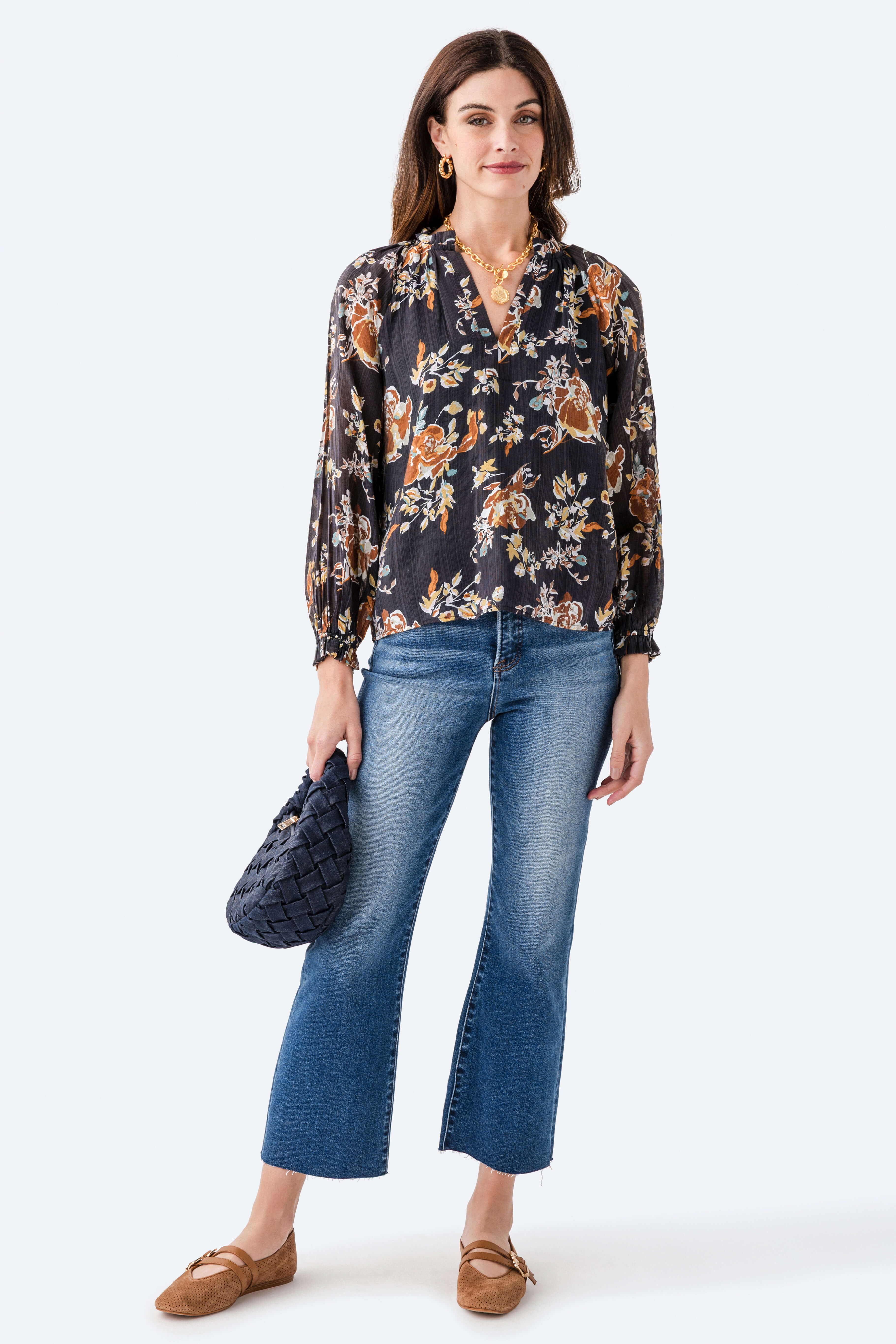 THML Floral Splitneck L/S Top