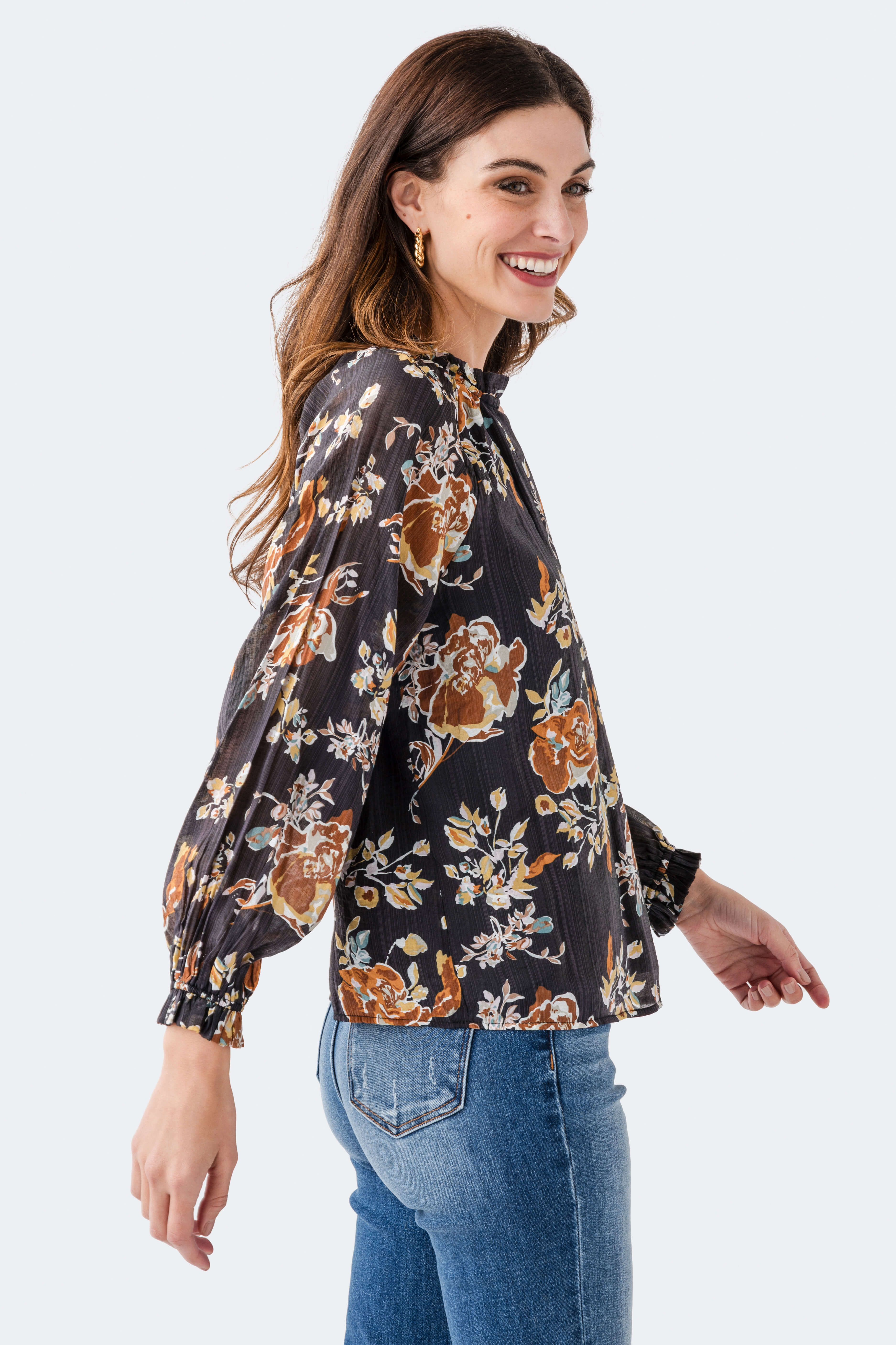 THML Floral Splitneck L/S Top