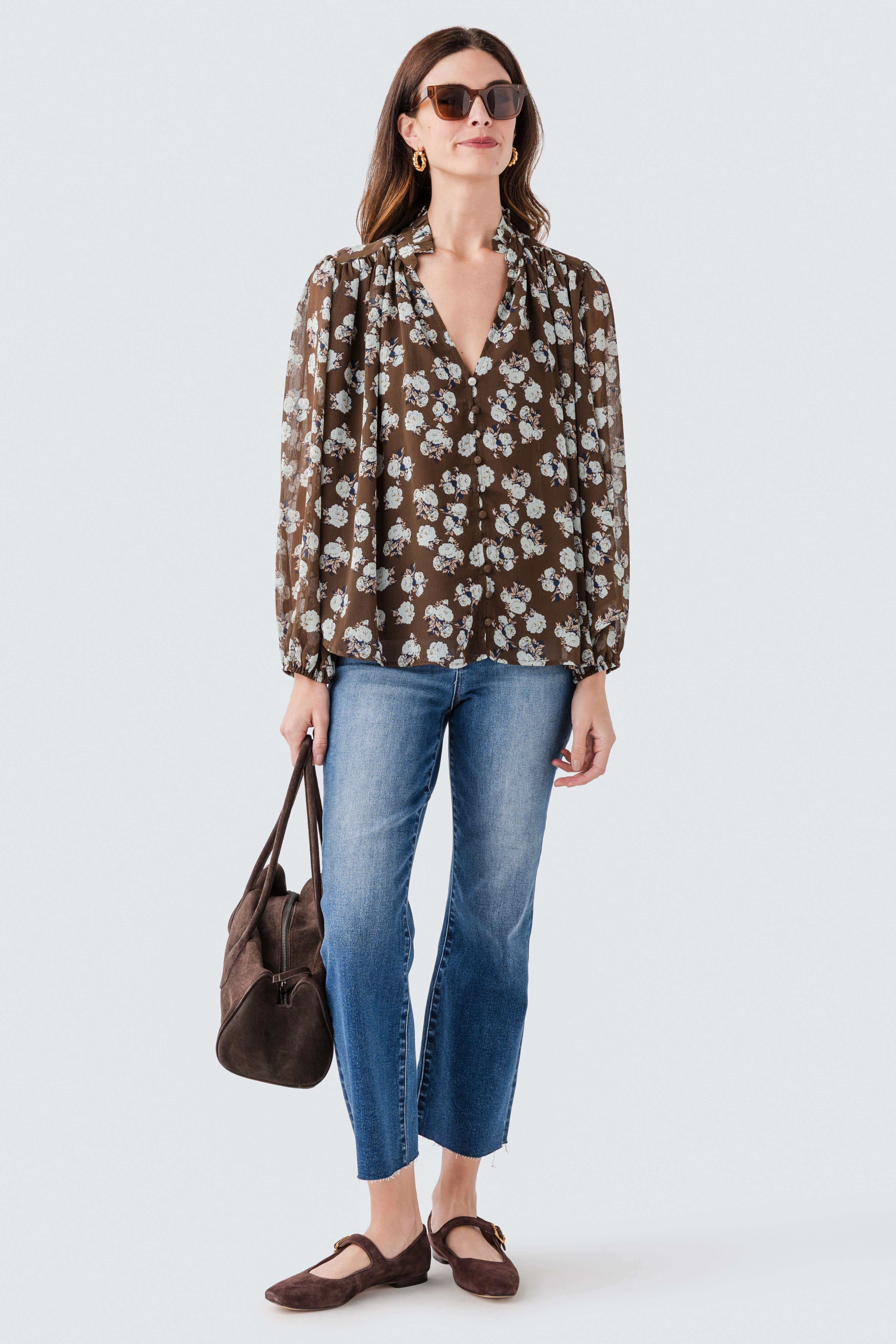 Fate Printed Button Front Top