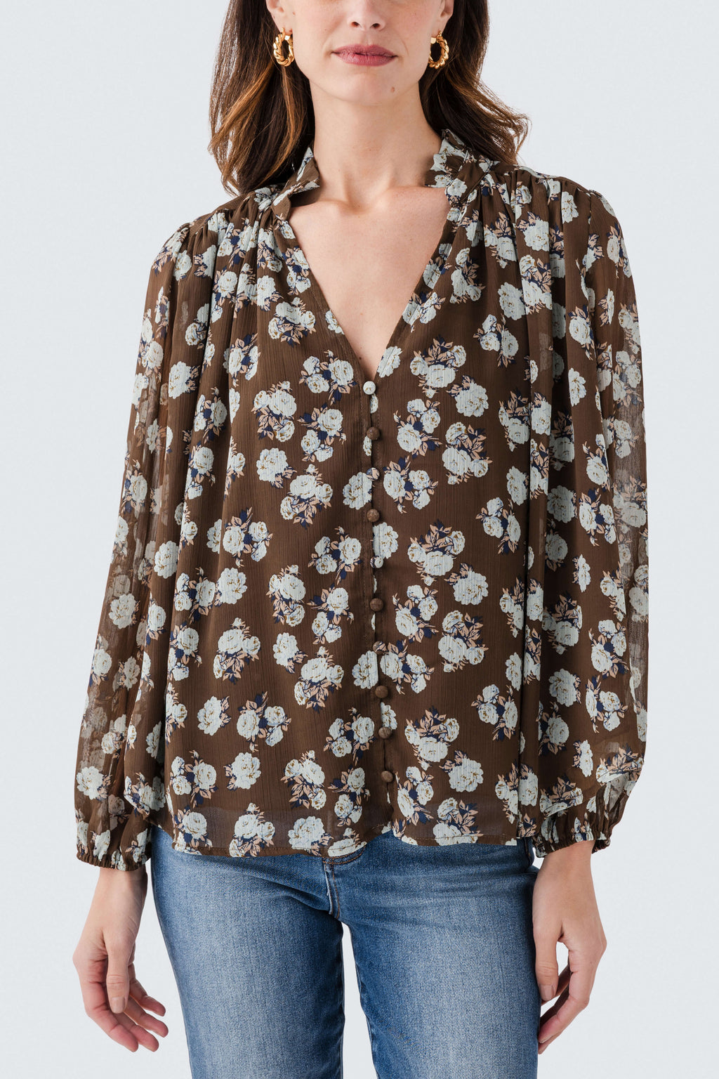 Fate Printed Button Front Top