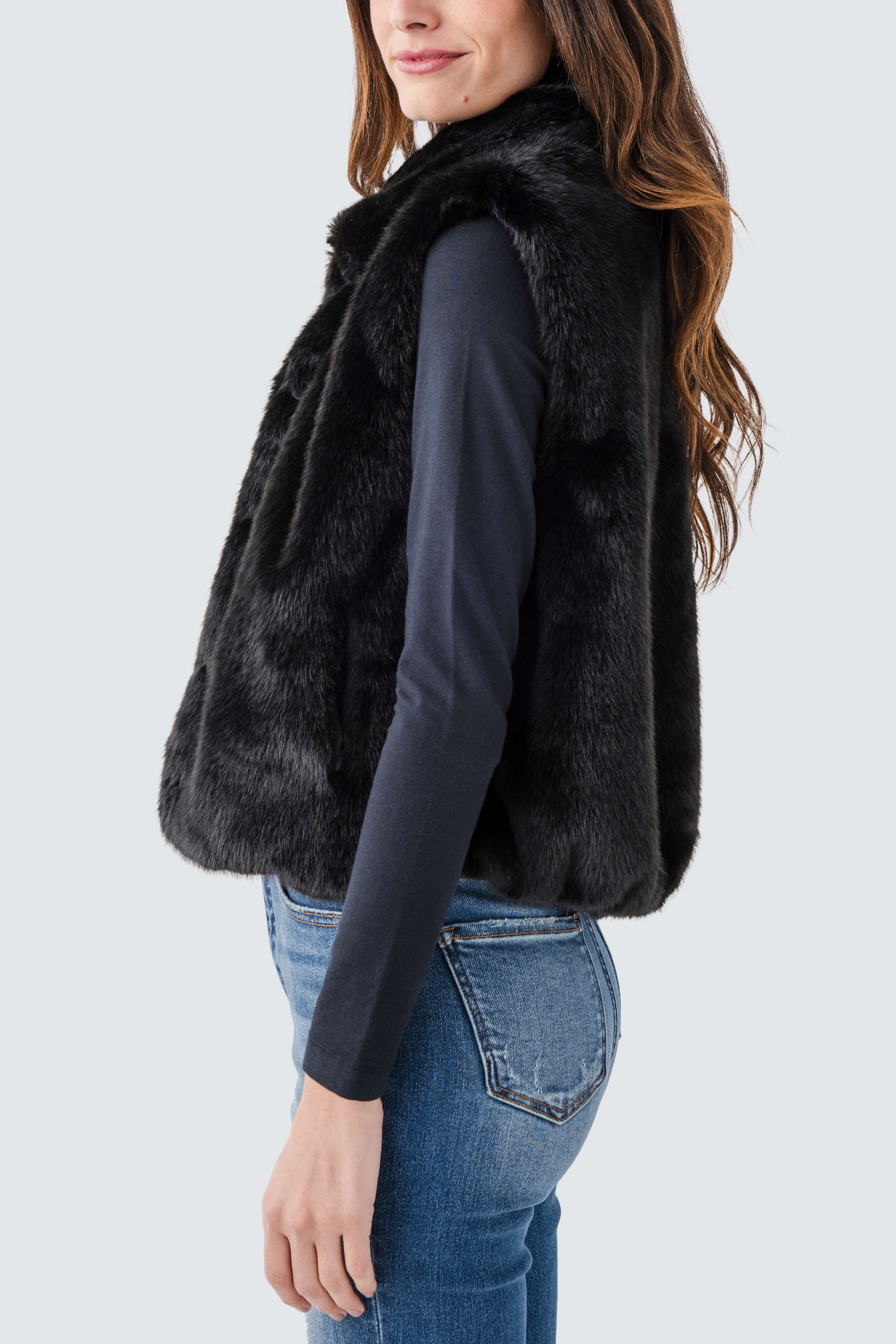Dress Forum Collared Faux Fur Vest