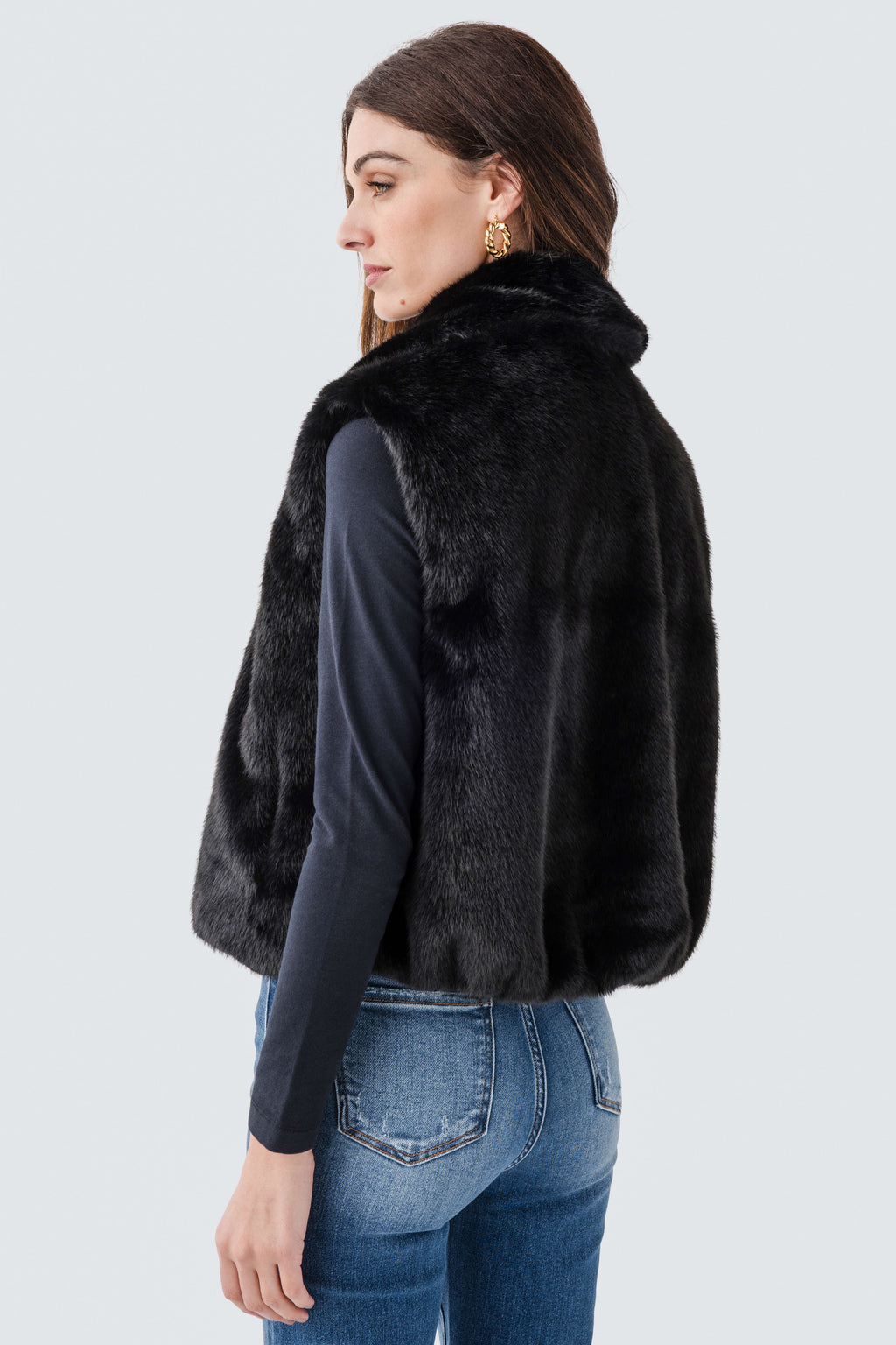 Dress Forum Collared Faux Fur Vest