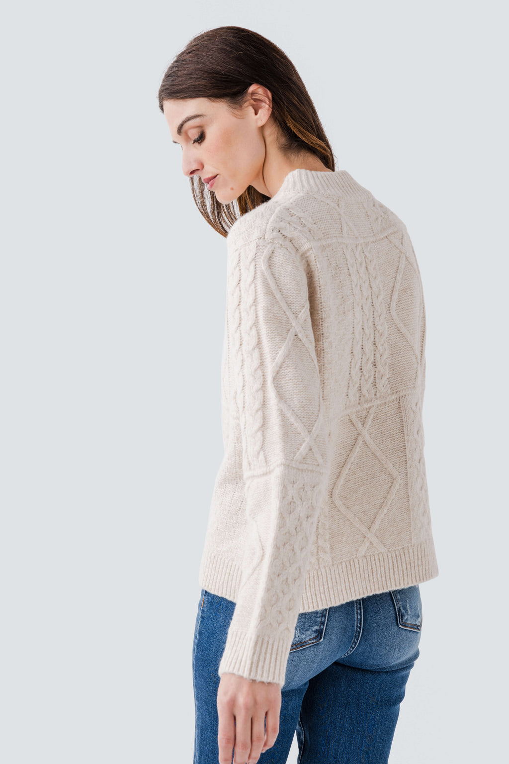 Hem & Thread Multi Pattern Zip Up Sweater Cardigan
