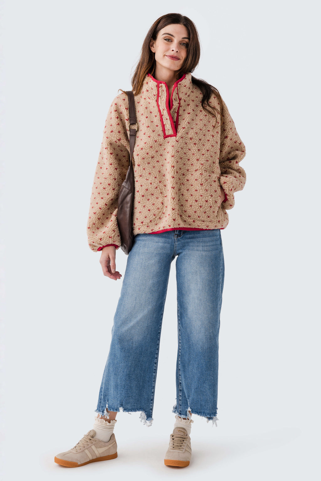 Risen Bobbie Rise Step Hem Crop Wide Leg Jeans