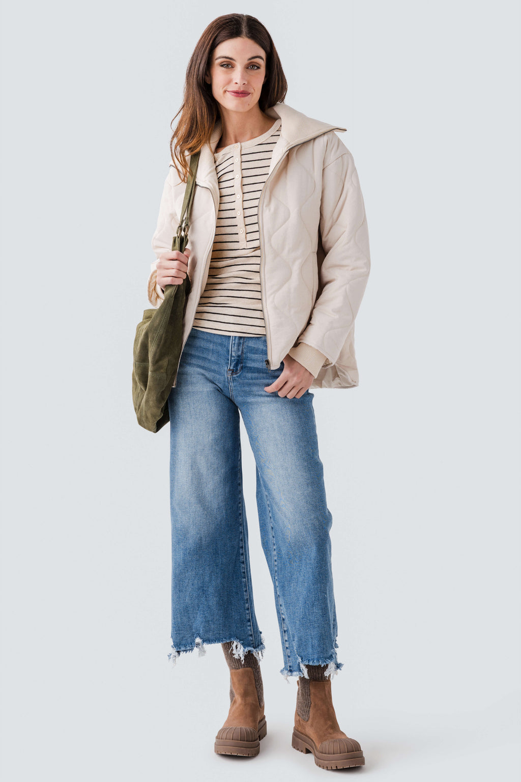 Z Supply Eve Stripe Henley Long Sleeve