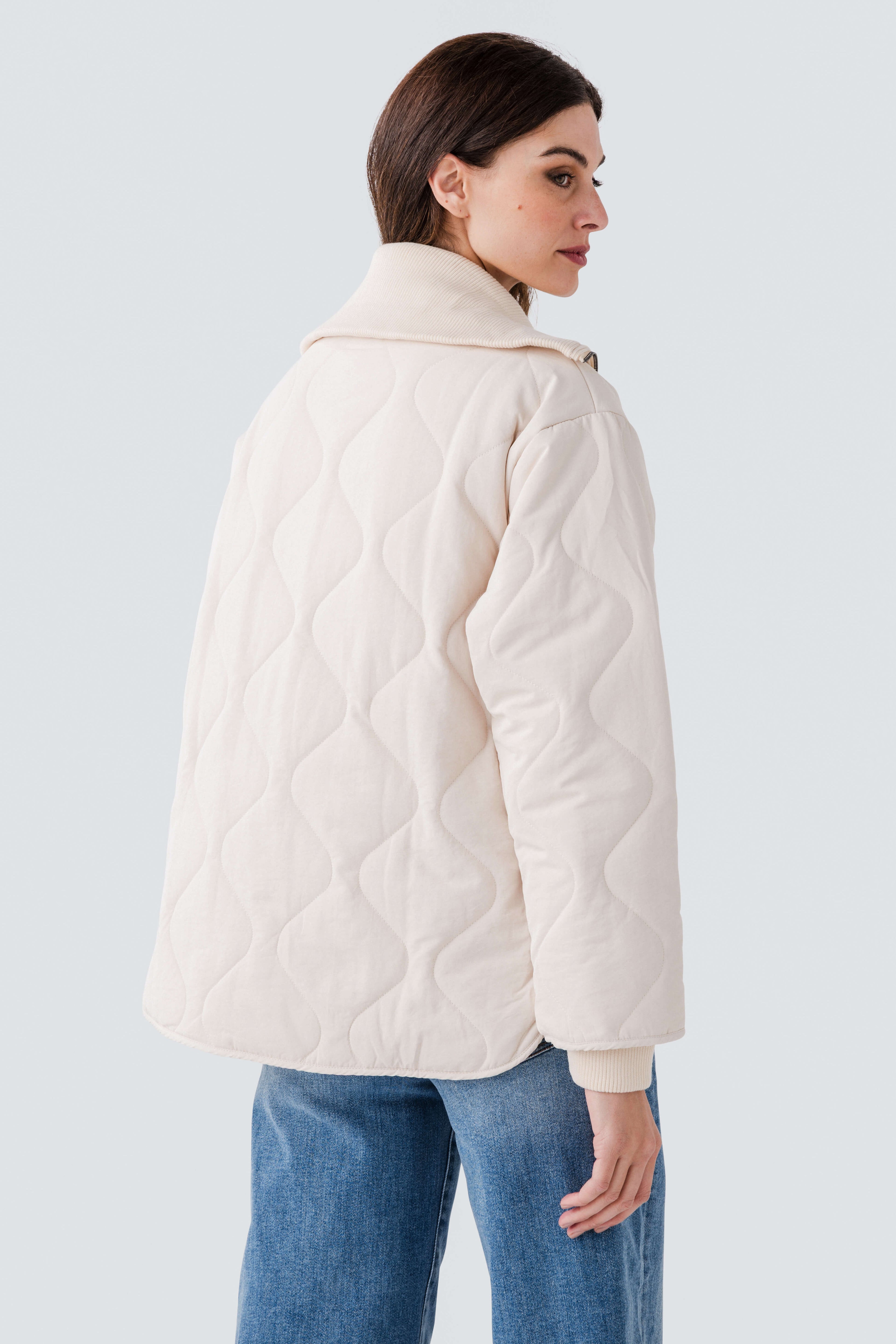 Hem & Thread Quilted Jacket w/ Rib Collar & Cuff