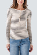 Z Supply Eve Stripe Henley Long Sleeve