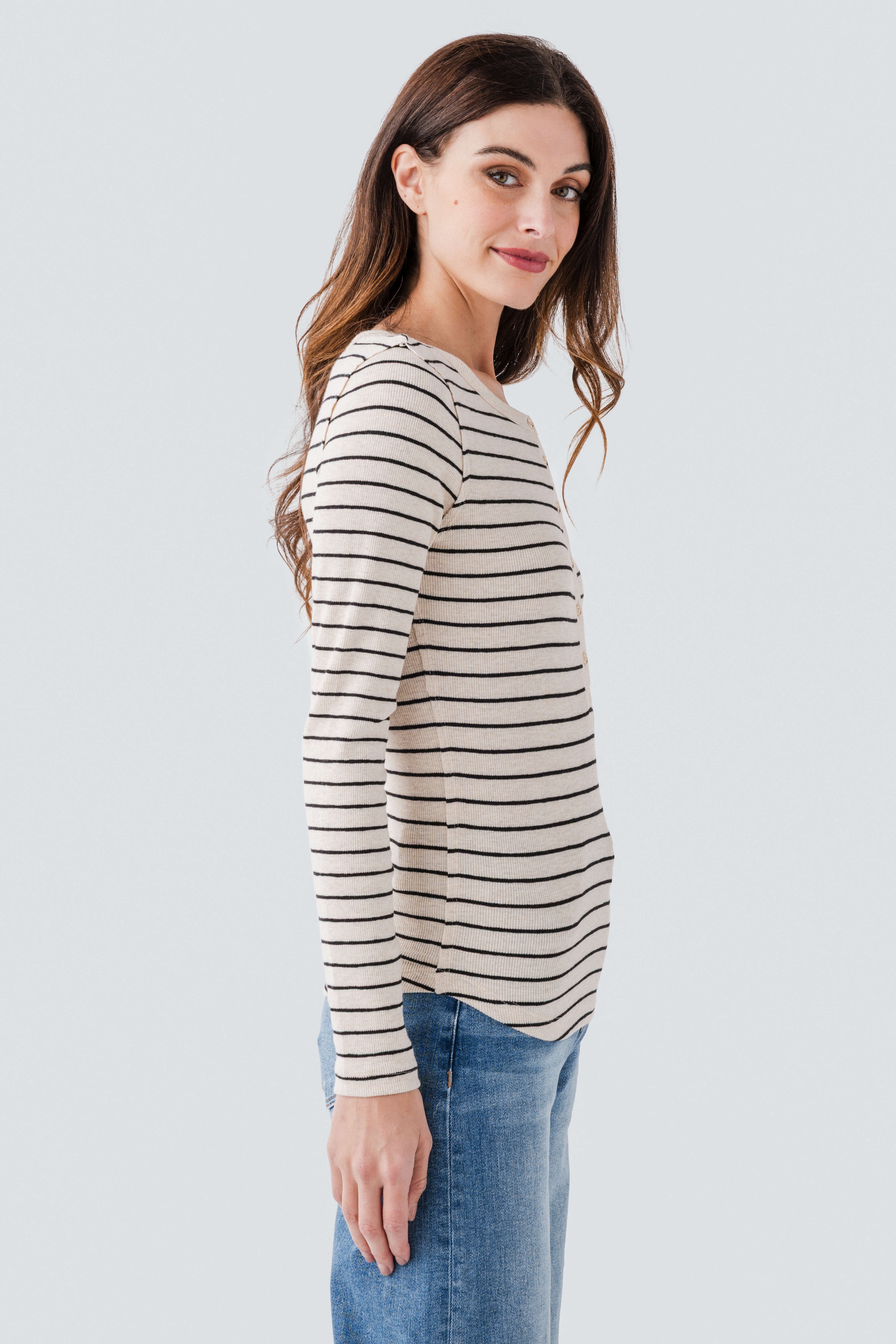 Z Supply Eve Stripe Henley Long Sleeve