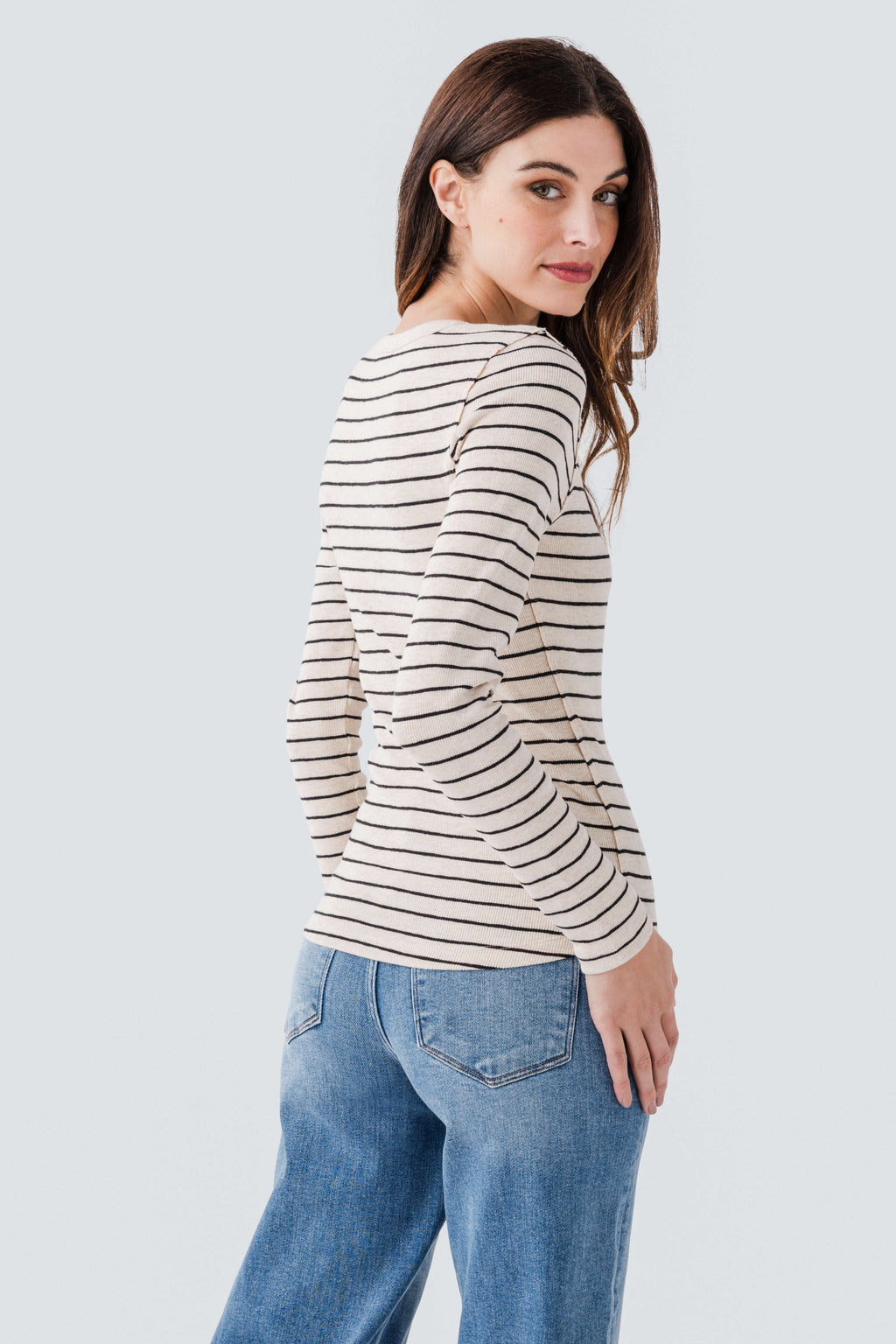 Z Supply Eve Stripe Henley Long Sleeve