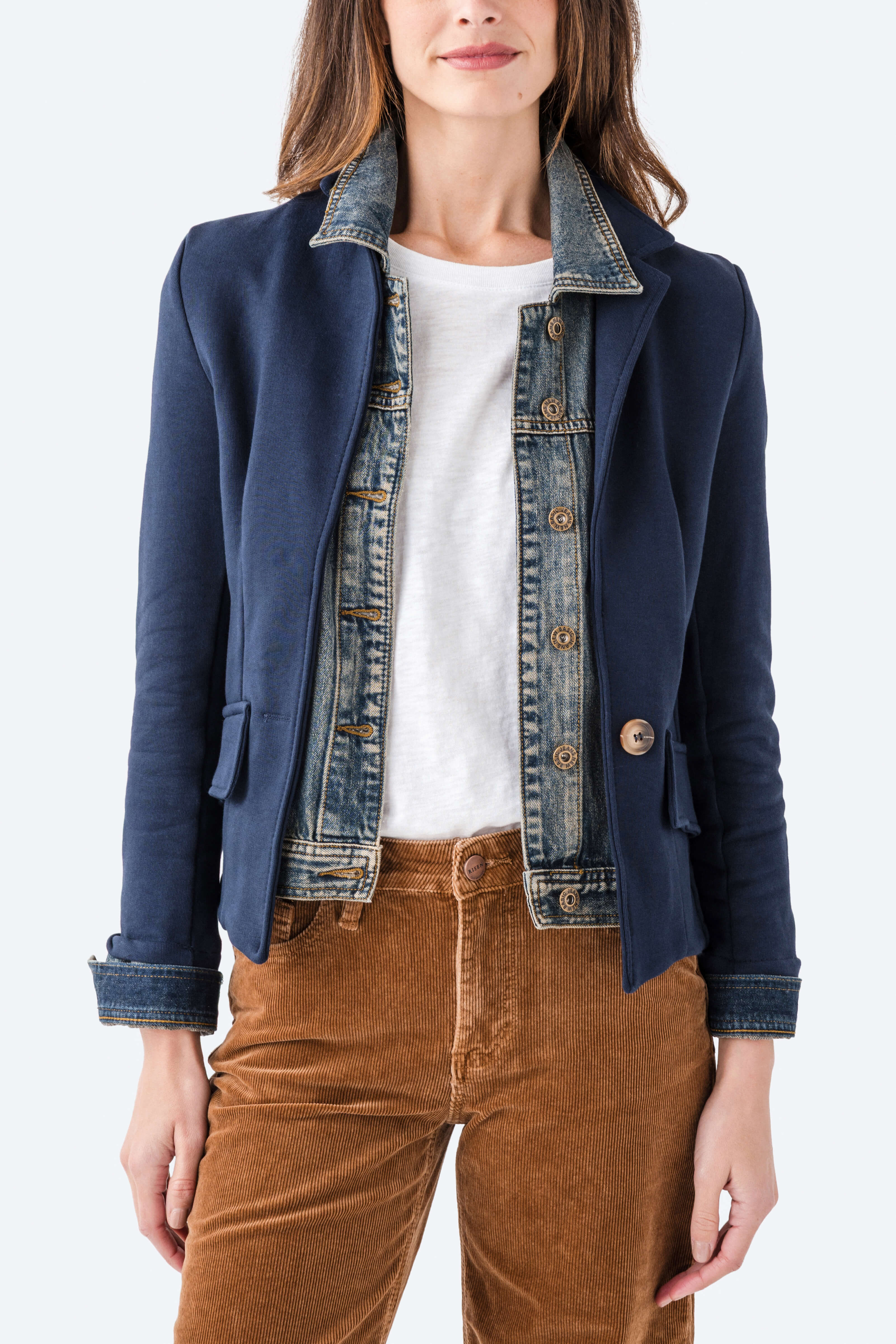 Six Fifty Mixed Media Denim Blazer