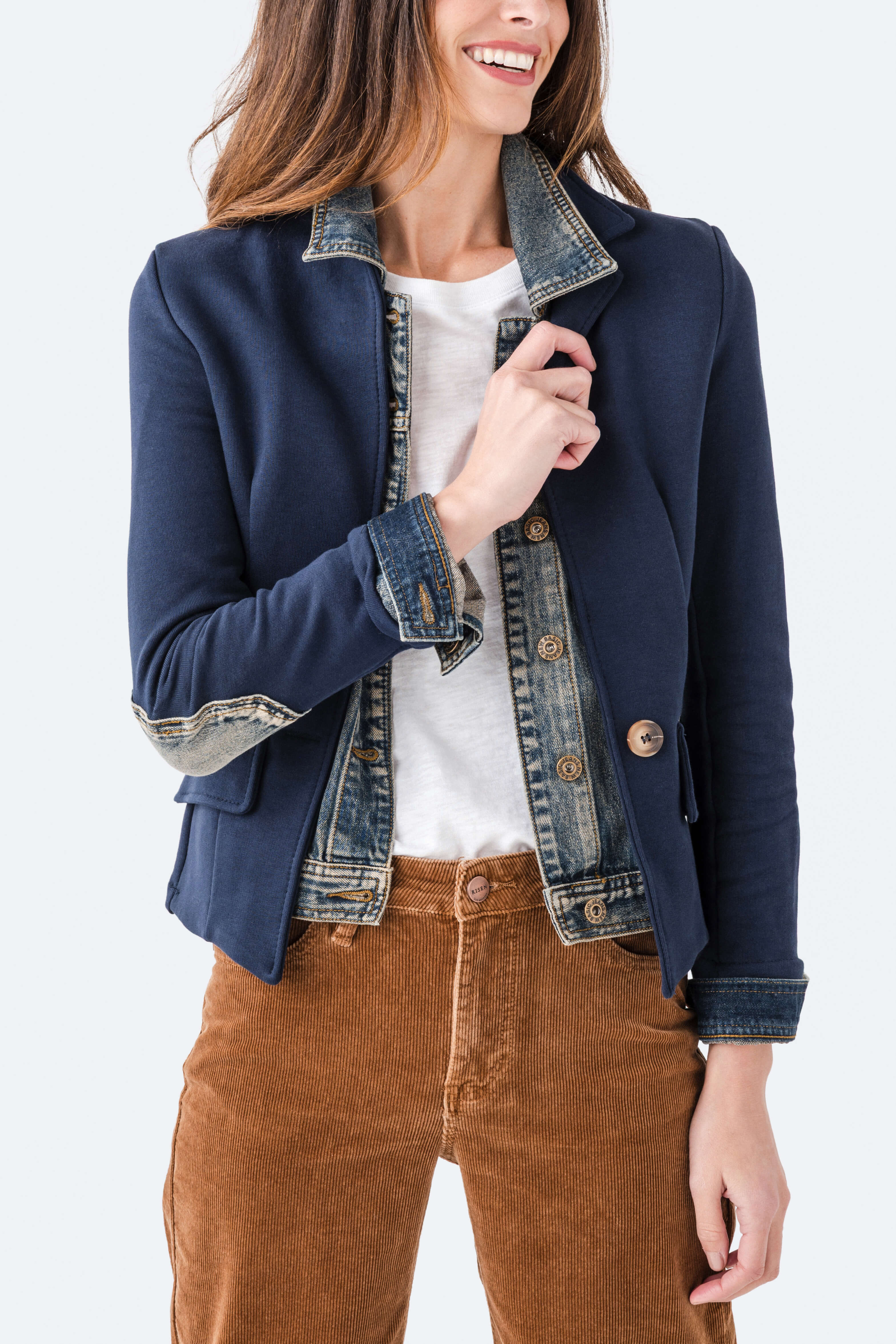 Six Fifty Mixed Media Denim Blazer