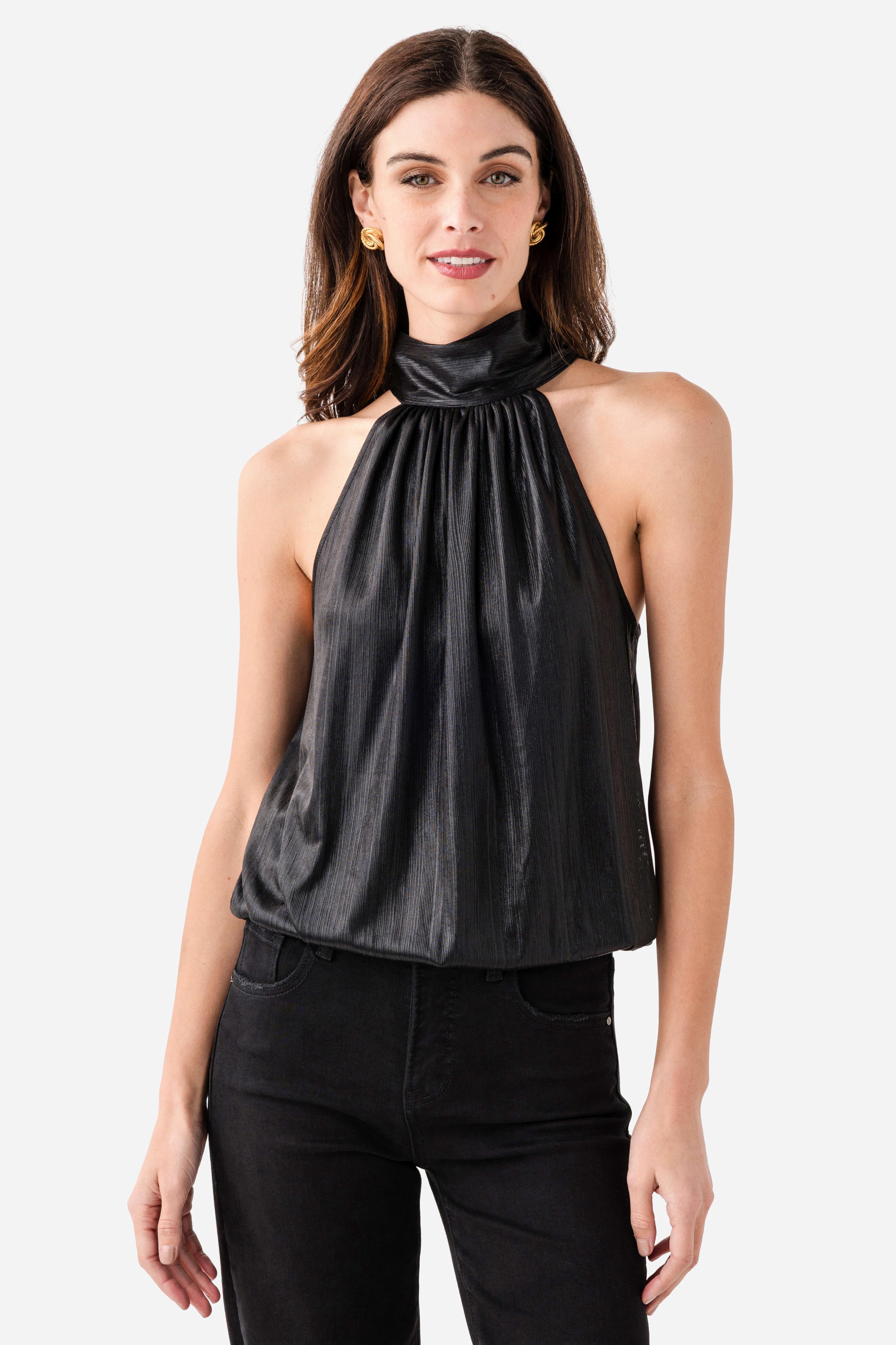 トップス theredthread S halter flow tops Fate Liquid Tie Neck Halter Top – Social Threads