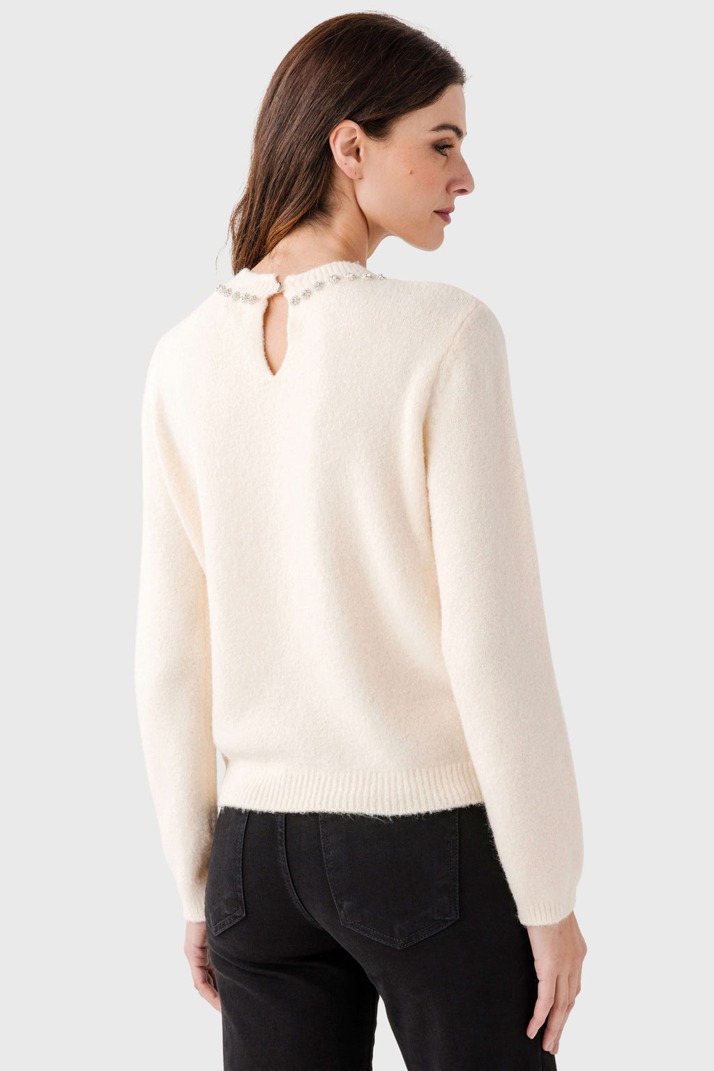 Hem & Thread Jewel Neck Sweater