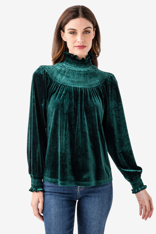 Fate Smocked Velvet Top