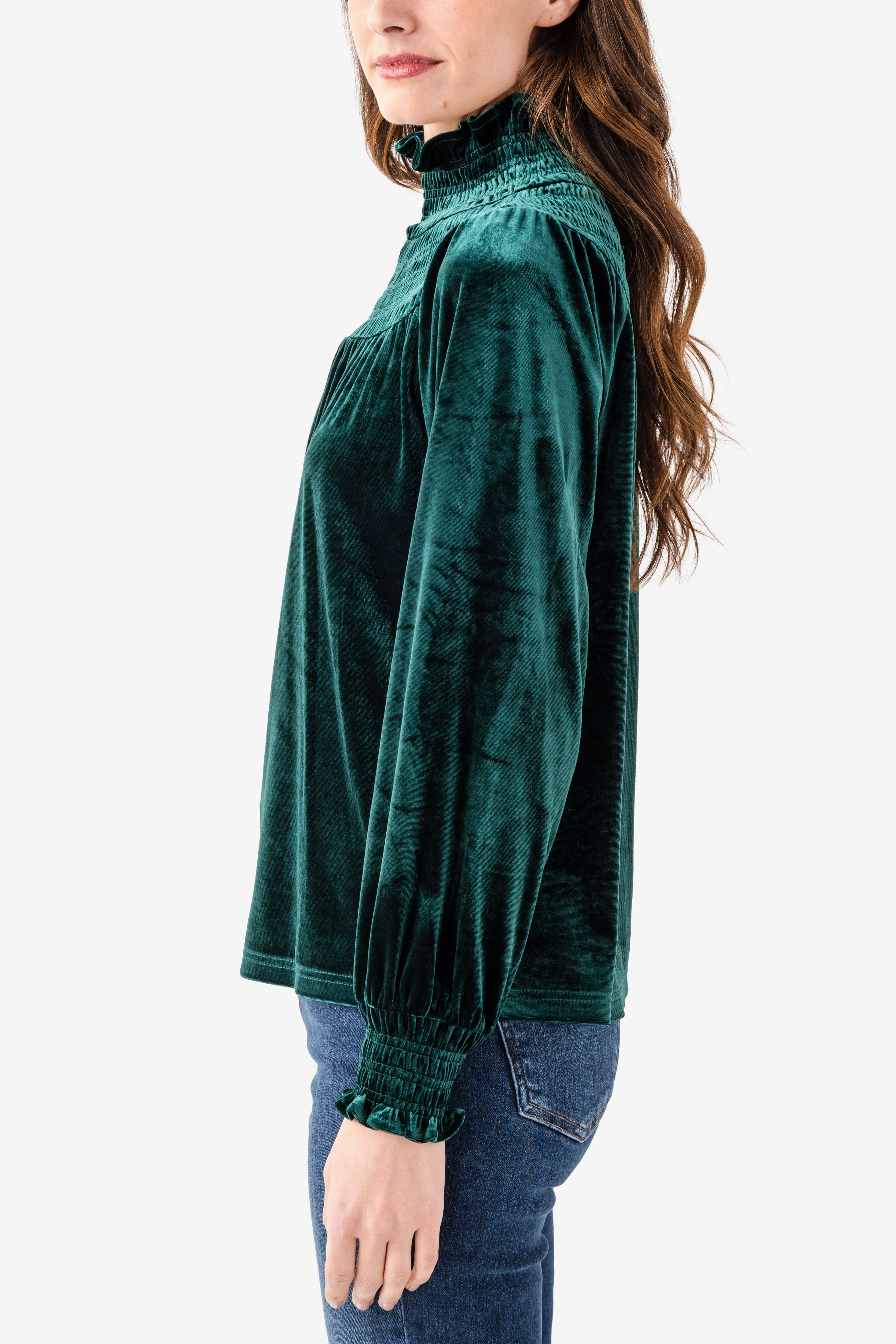 Fate Smocked Velvet Top