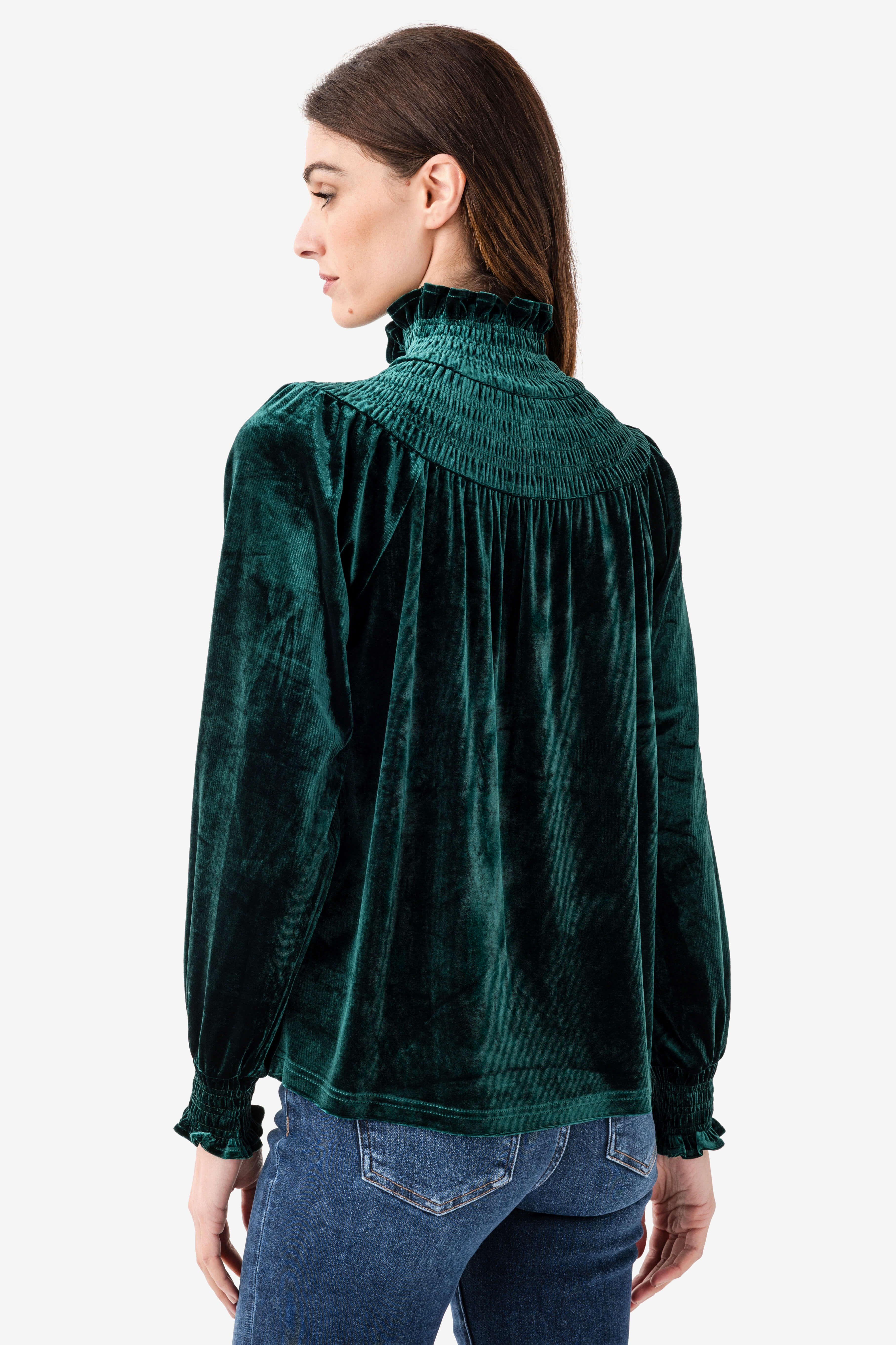 Fate Smocked Velvet Top