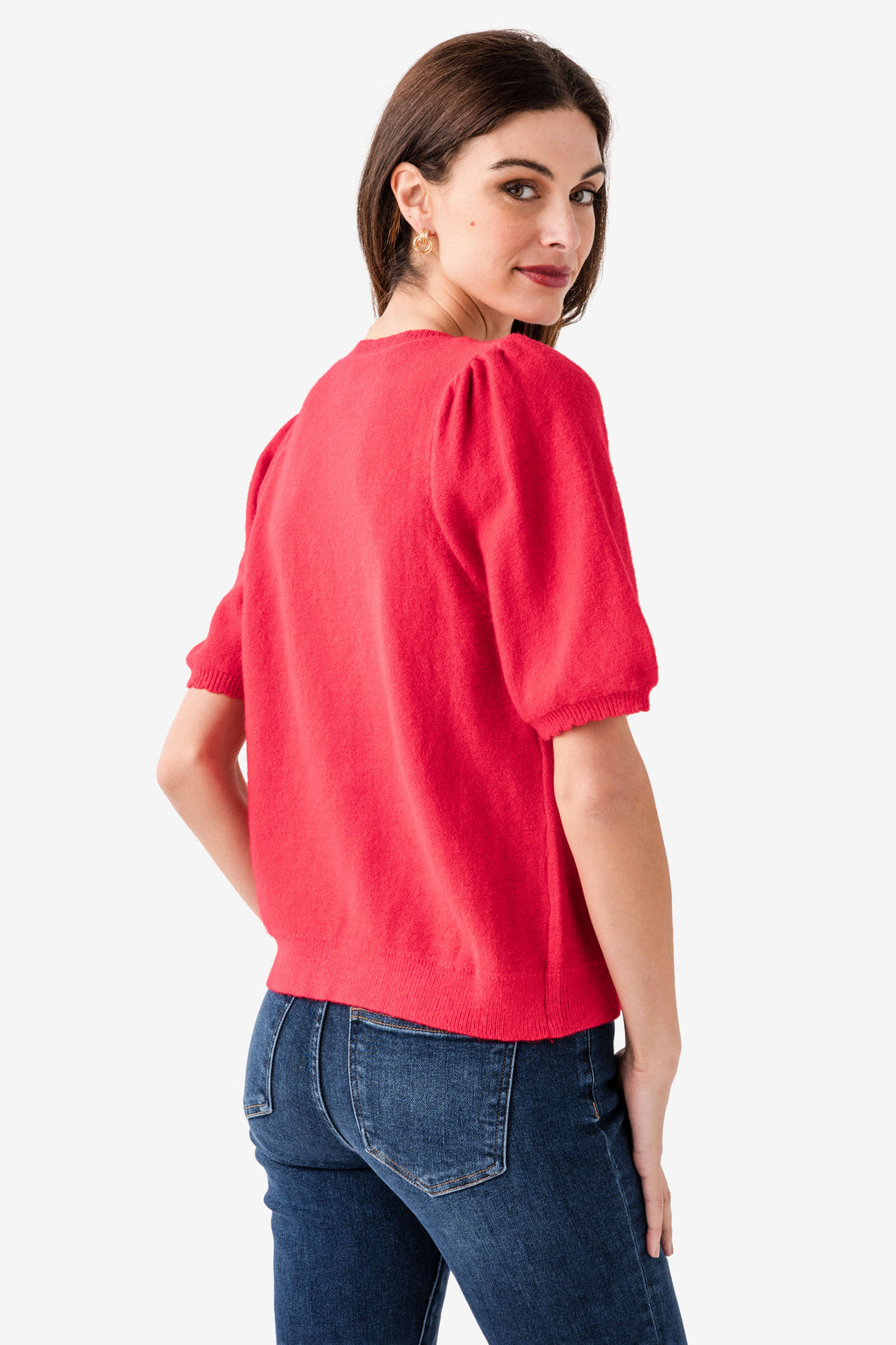 Wishlist Puff Sleeve Button-up Sweater Cardigan