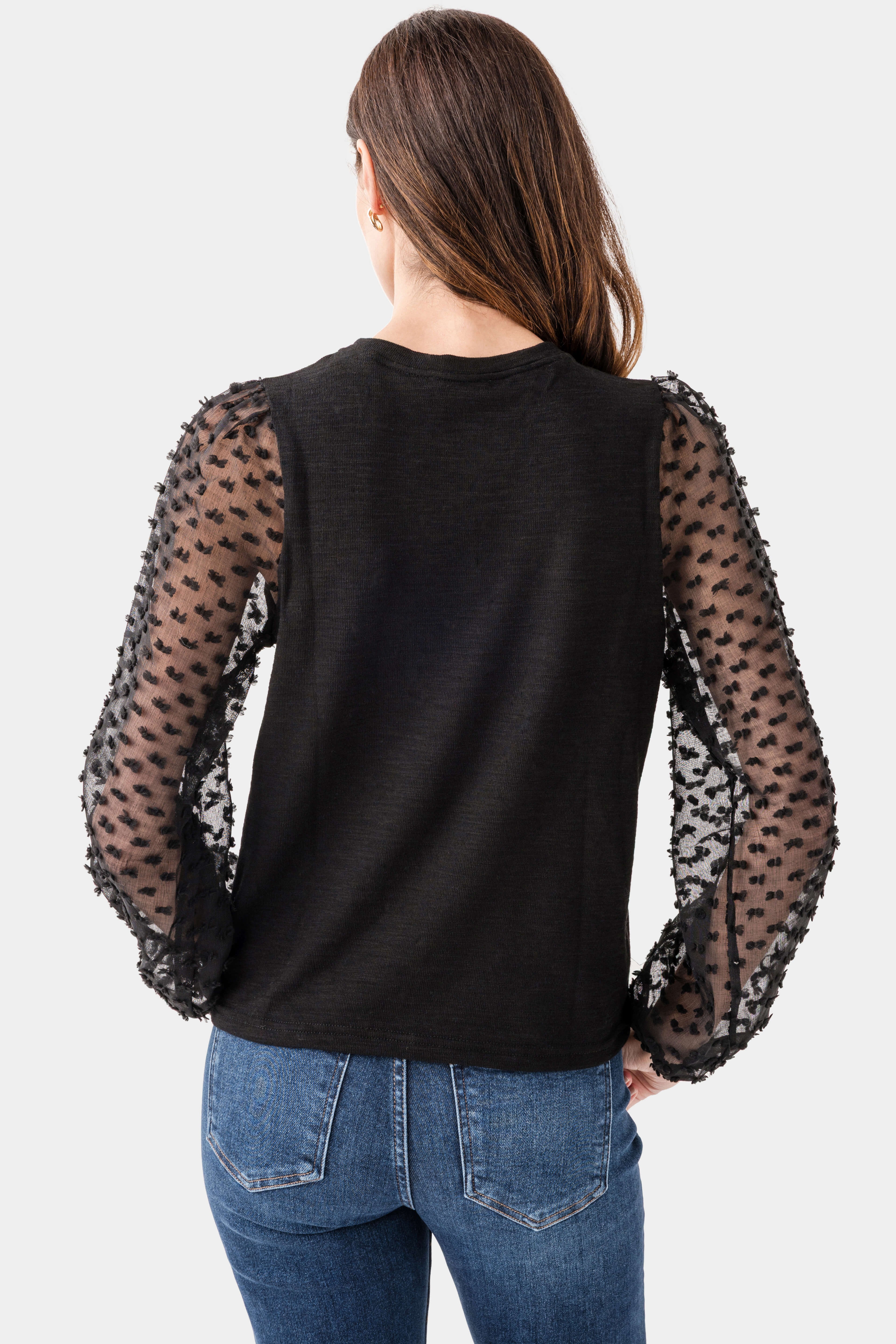 Fate Dot Sheer Sleeve Top